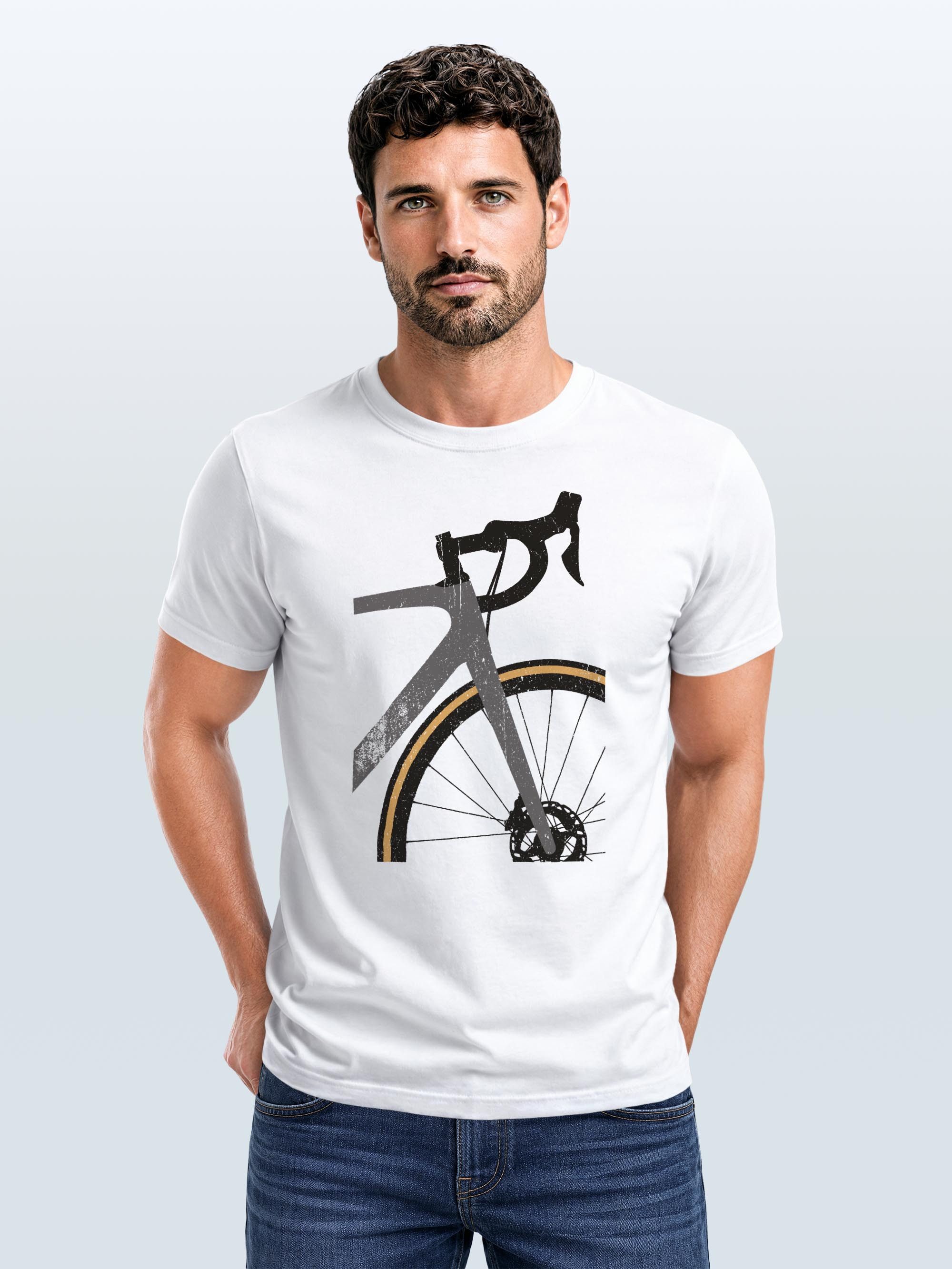 Neverless Print-Shirt Herren T-Shirt Fahrrad Bike Radfahrer Sommer Outdoor Fashion mit Print
