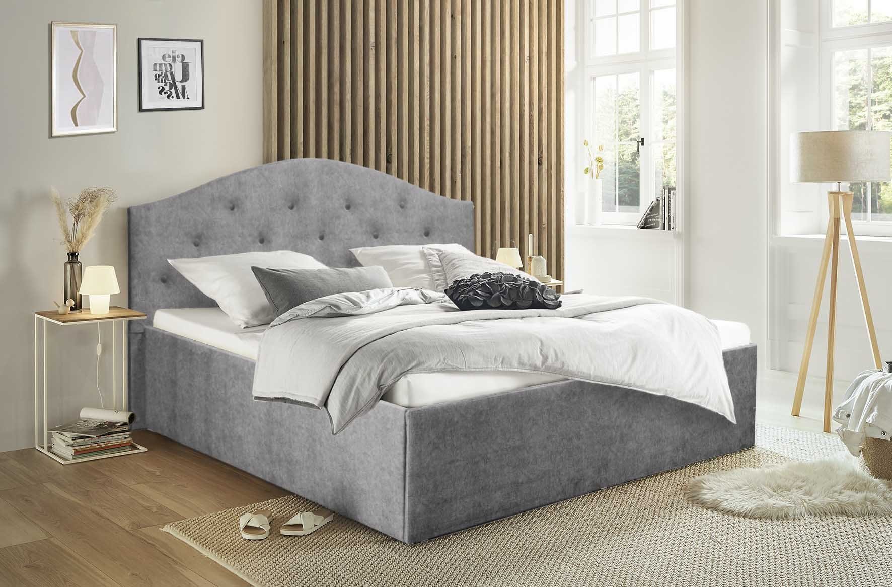 Halmon Schlafkomfort Betten Polsterbett Oslo, ein Lattenrost ist bei der Ausführung mit Matratze erhältlich Grau