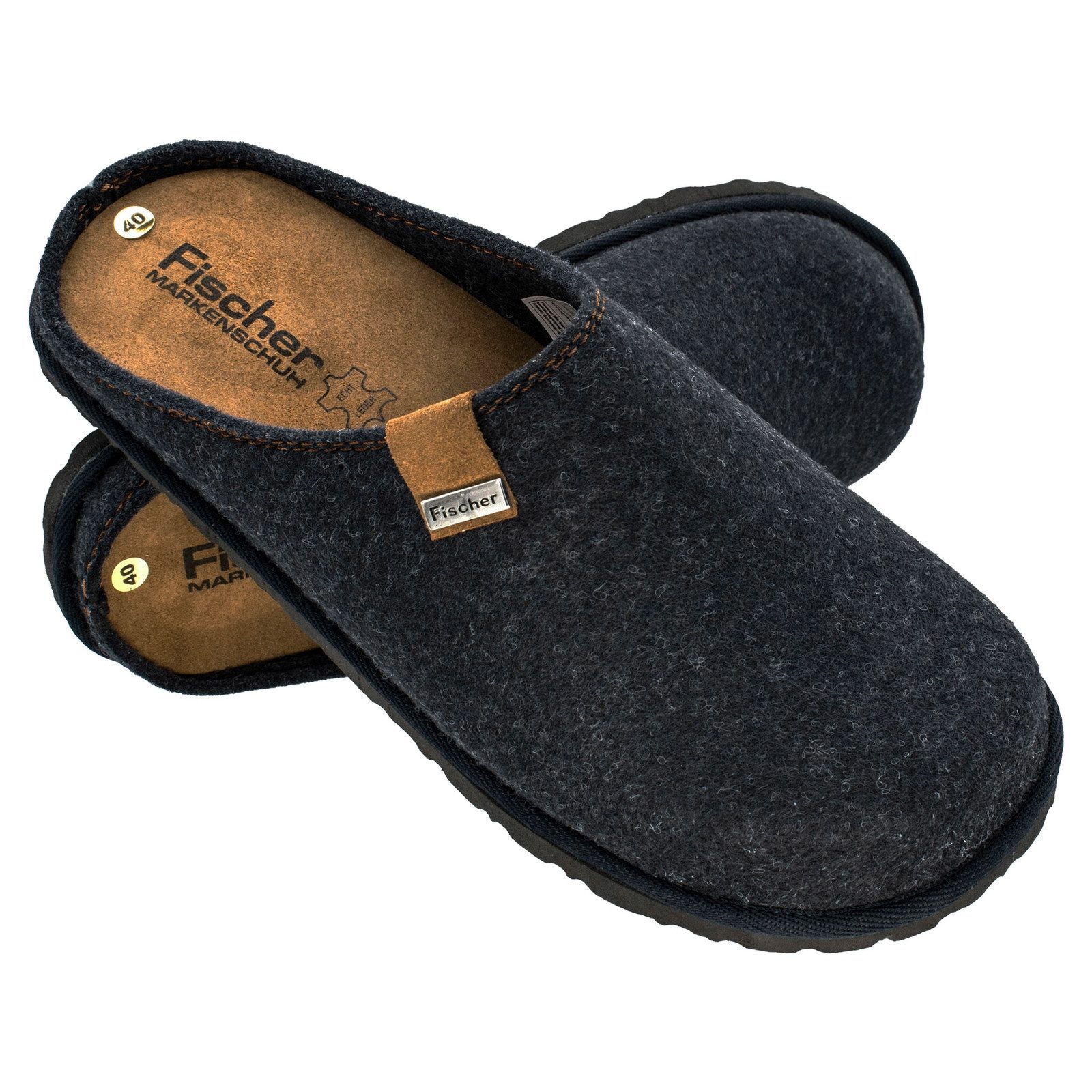 Fischer-Markenschuh Pantoffeln Helge Hausschuh mit herausnehmbarer Einlegesohle – Bild 4 von 5
