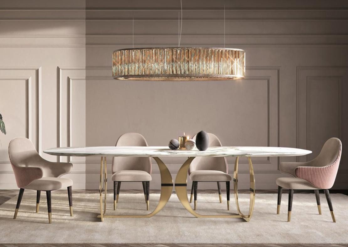 JVmoebel Esstisch Edelstahl Esszimmer Wohnzimmer Küche Tische Tisch Metall Weiß, Made in Europa