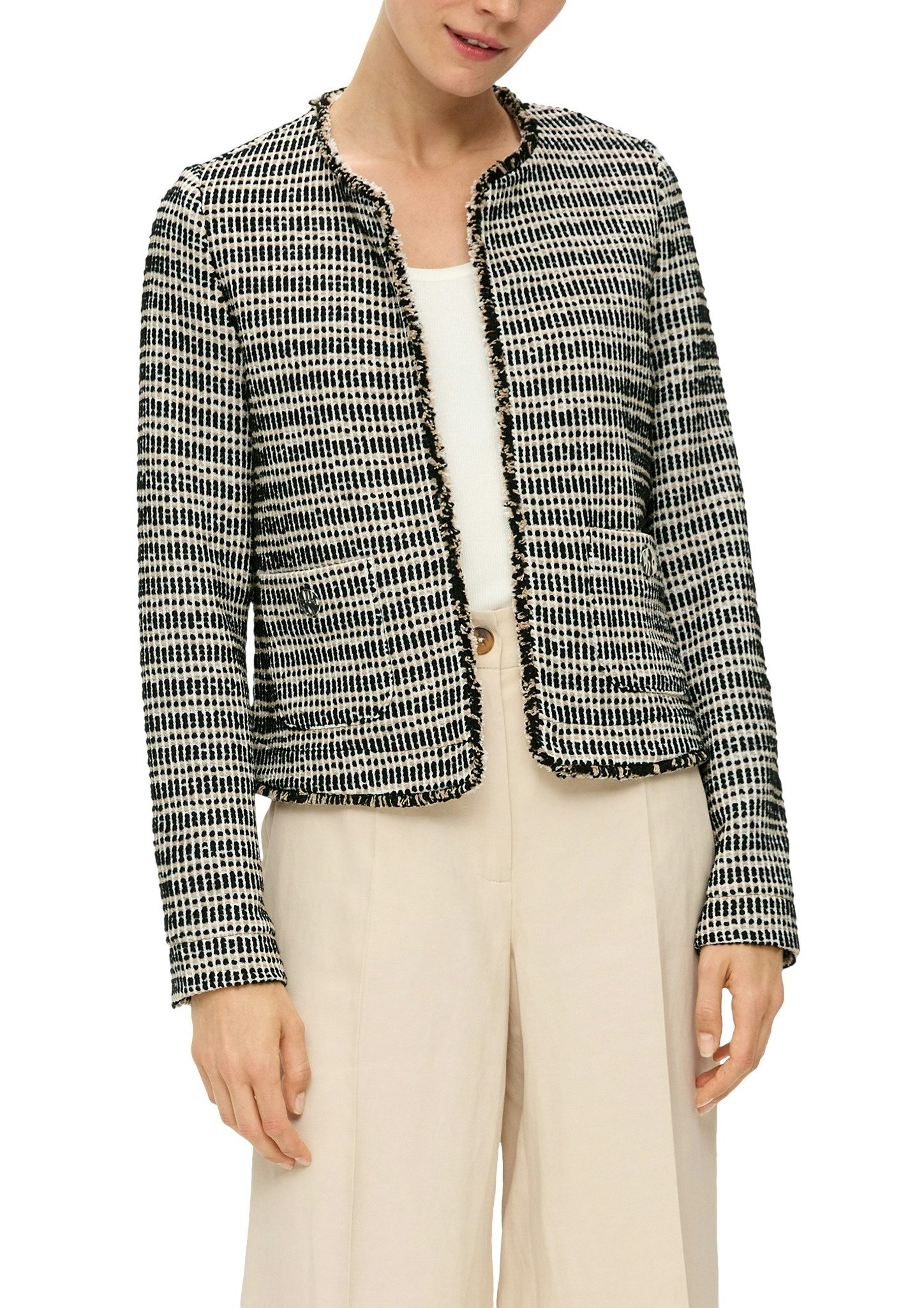 s.Oliver BLACK LABEL Bolerojacke ohne Verschluss und aus Bouclé