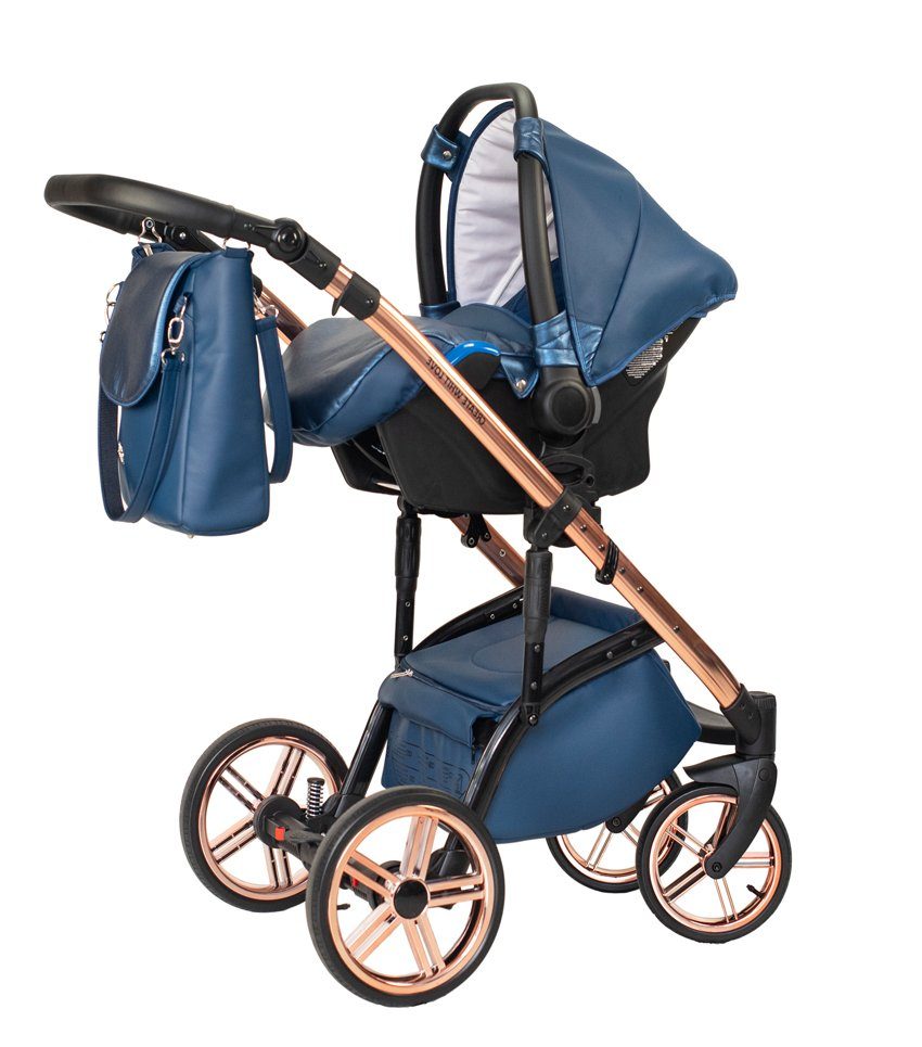 Lux babies-on-wheels 16 - - 3 in Kinderwagen-Set 1 Vip 12 Farben in Teile Kombi-Kinderwagen Blau-Kupfer
