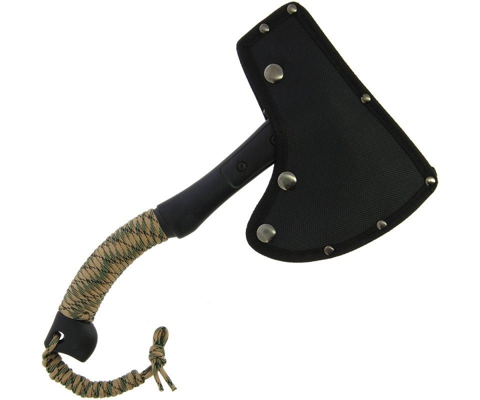 Golan Axt Golan Mehrzweck Axt mit Paracord, camour, Nylonscheide, 490 g, 35,5 cm Länge, Klinge in Camourfarben