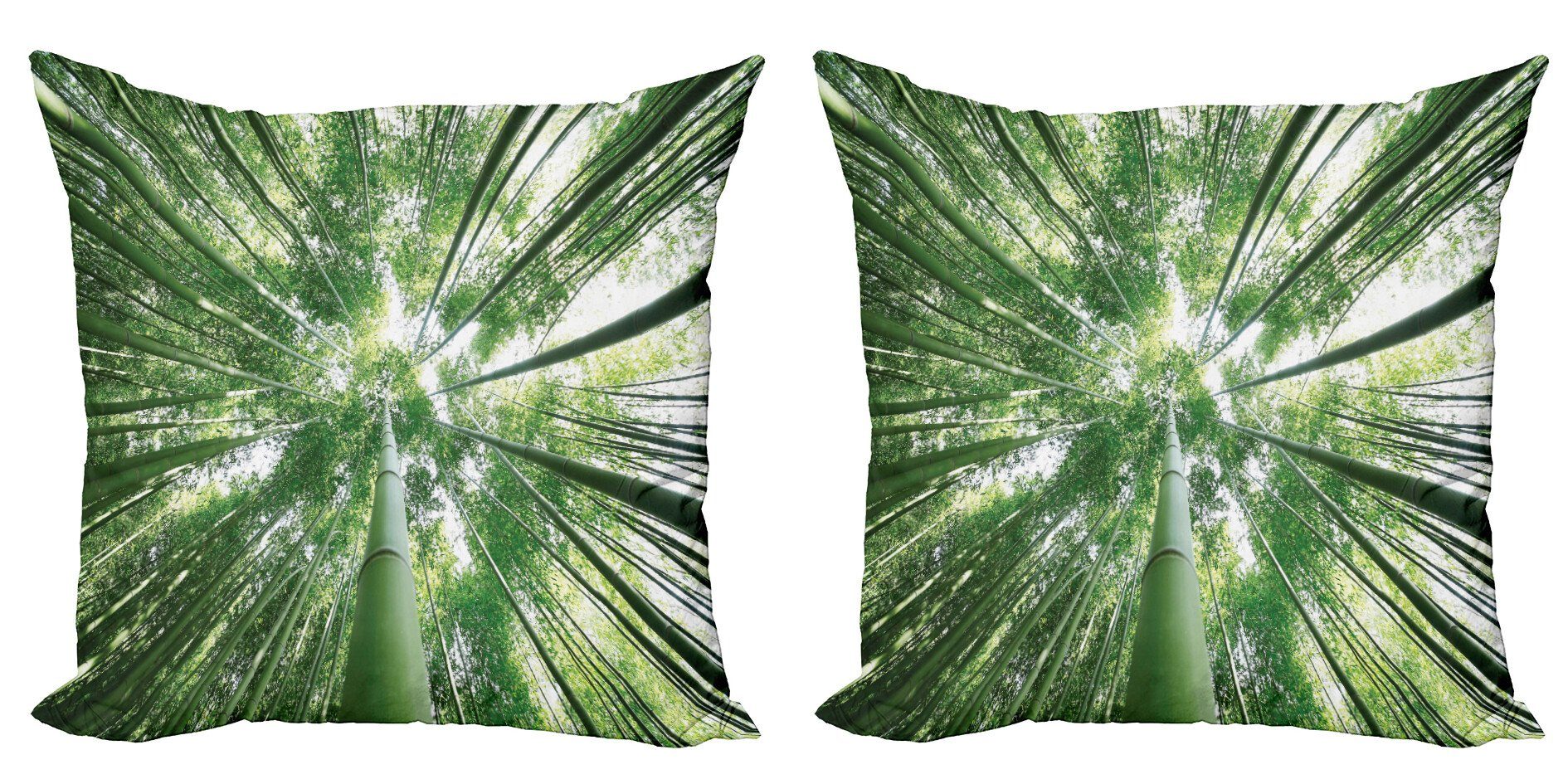 Stück), Grün Doppelseitiger (2 Digitaldruck, Modern Tropic Accent Bambus Abakuhaus Regen-Wald Kissenbezüge