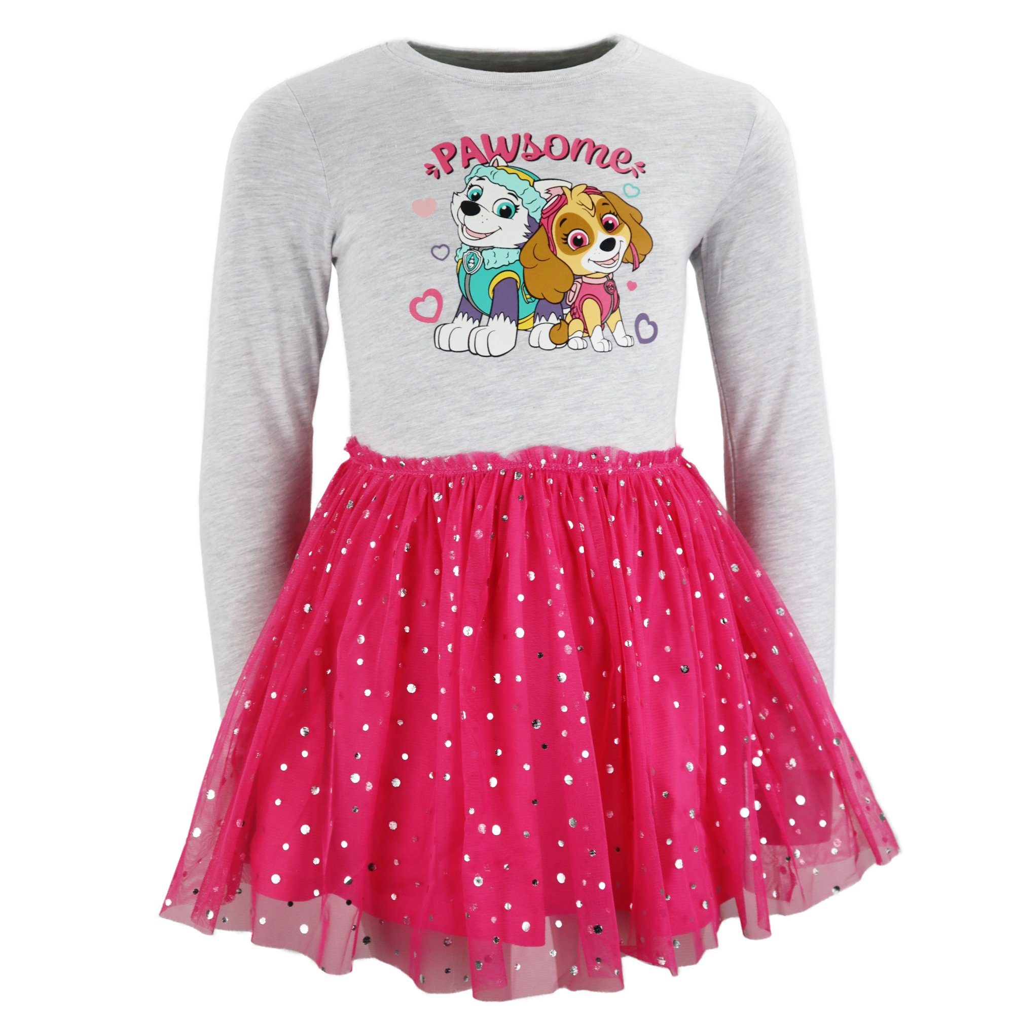 PAW PATROL Tüllkleid Paw Patrol Skye Everest Kinder Langarm Kleid Gr. 92 bis 128