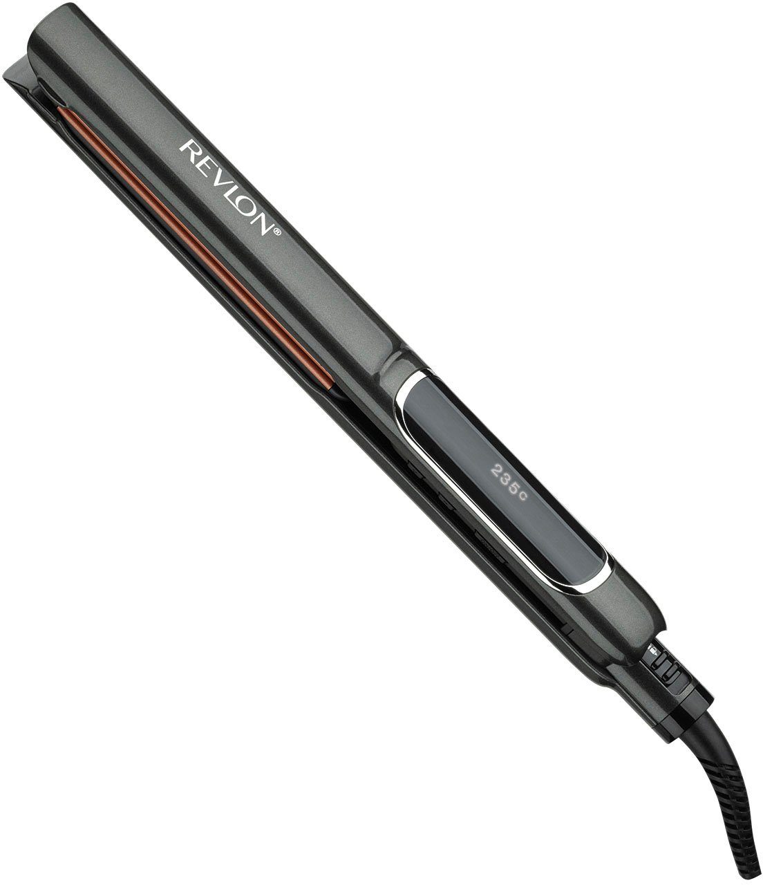 Revlon Glätteisen RVST2175 ColourProtect-Keramik-Beschichtung, 125mm, abgerundete, bewegliche Platten in 10 Sekunden einsatzbereit schwarz