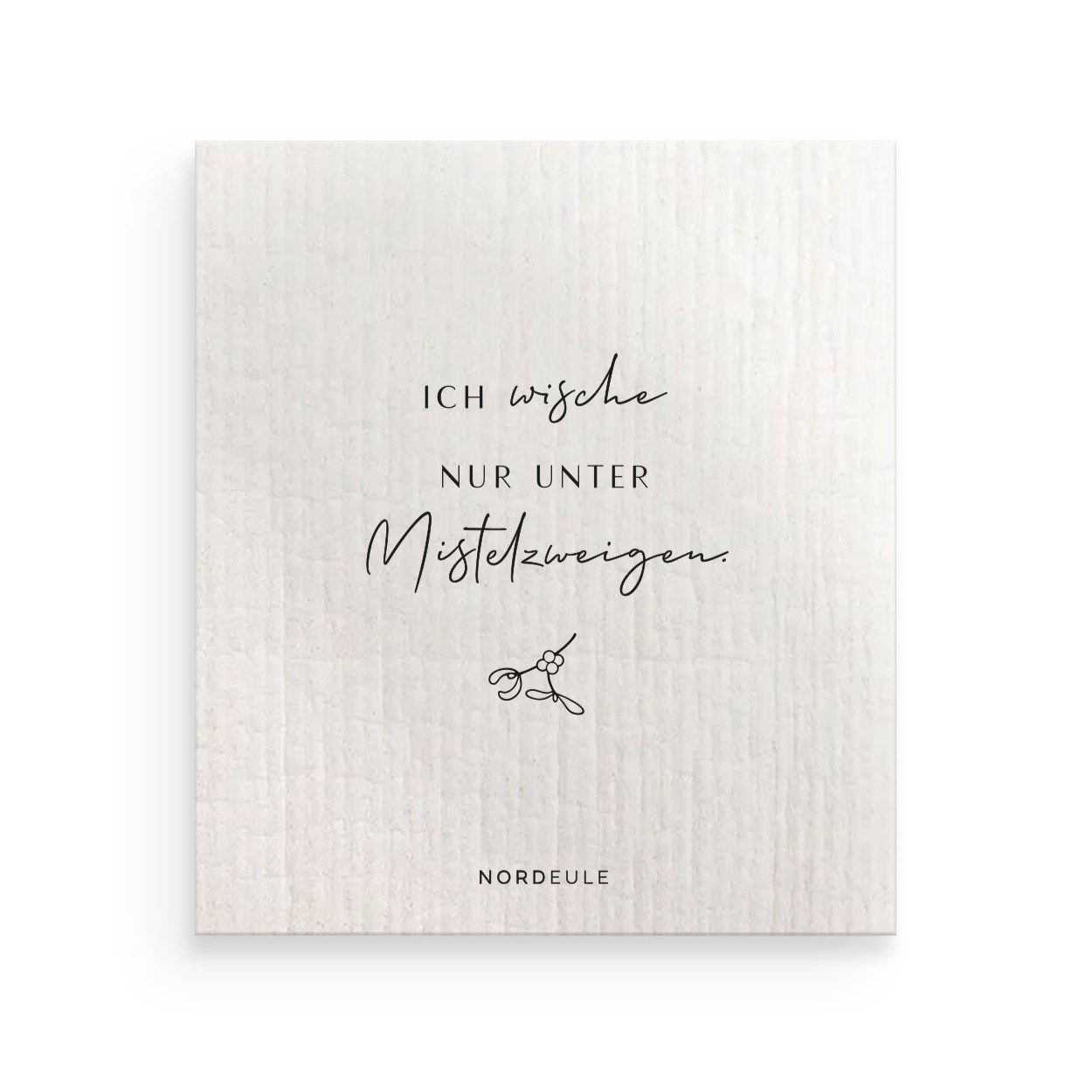 NORDEULE Schwammtuch Wische nur unter Mistelzweig 3er Set, Reinigungstuch Schwarz-Weiß, für Glanzmomente in der Weihnachtszeit oder als Geschenk