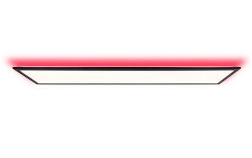 Brilliant Deckenleuchte Everett, CCT - über FernbedienungFarbwechselDimmfunktionNachtlichtfunktion, warmweiß - kaltweiß, Everett LED Deckenaufbau-Paneel 120x30cm schwarz WiZ-App Metall/Kunsts