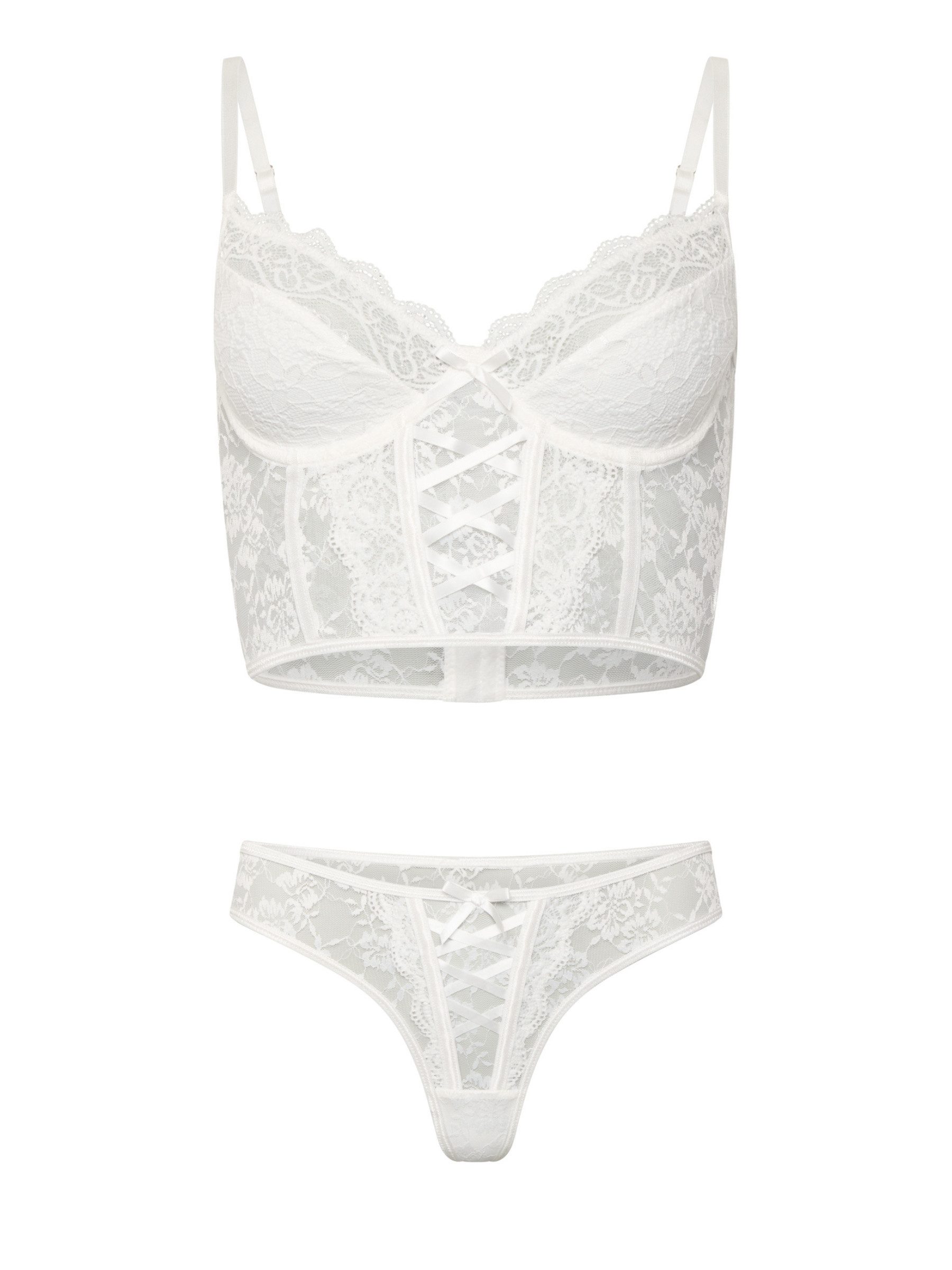 Orchibelle Set: Longline-BH Elegantes Dessous-Set – BH mit String-Slip, Reizwäsche aus Spitze (Set, 2-tlg., mit Tanga) Sexy Damenunterwäsche – Lingerie für besondere Anlässe