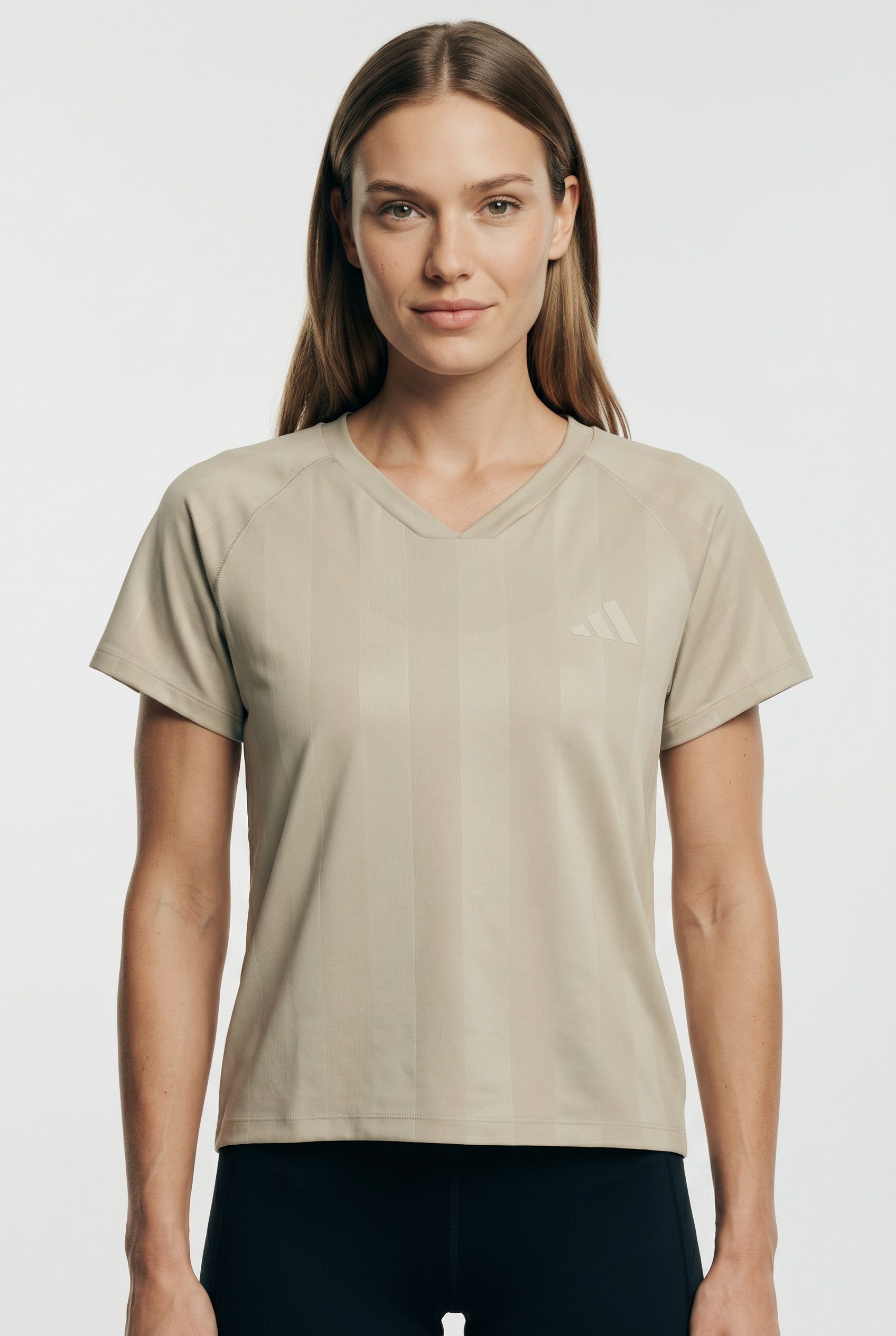 adidas Performance T-Shirt HYPERGLAM 3-STREIFEN EMBOSS mit V-Ausschnitt, aus Polyester