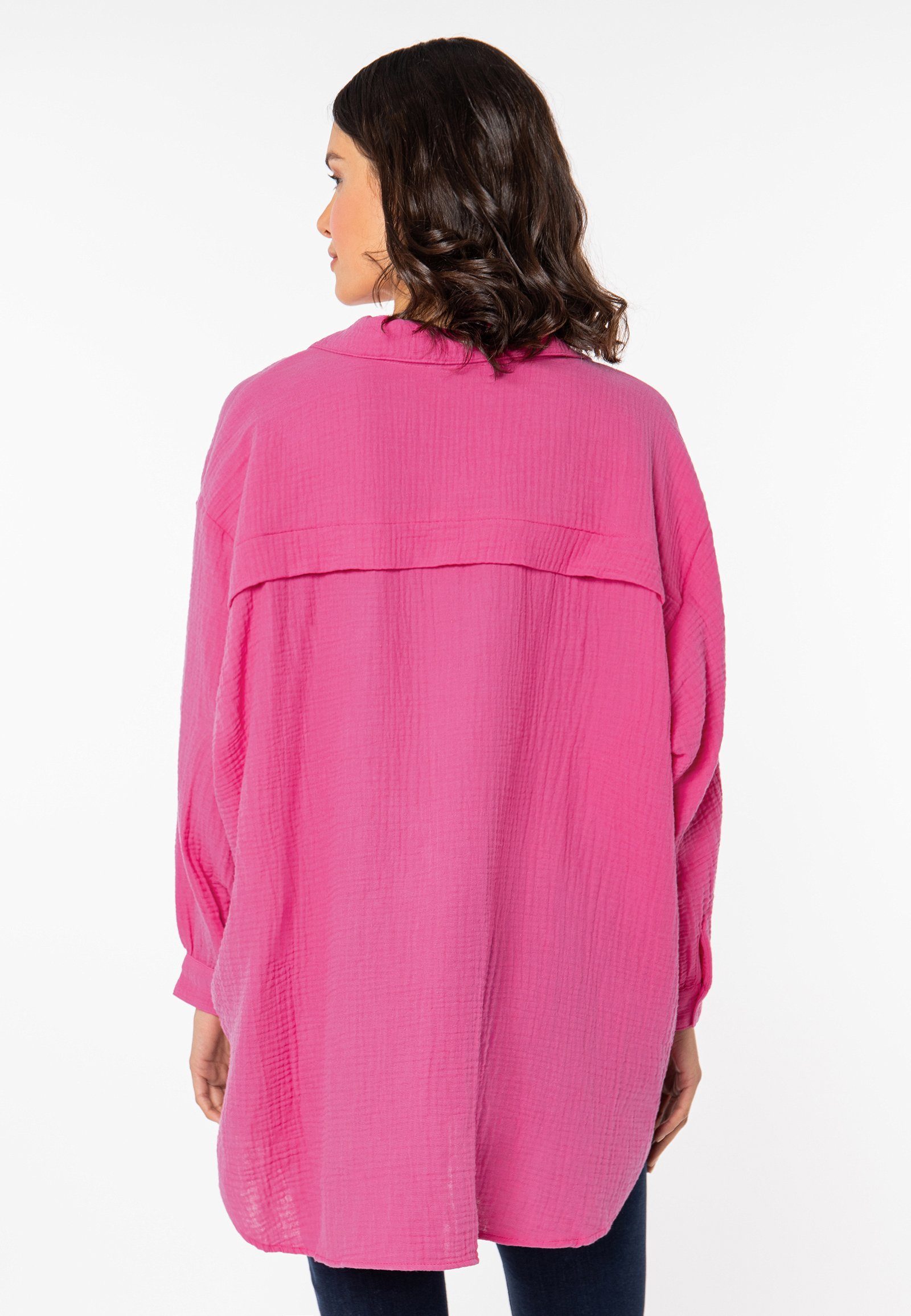 Musselin pink Oversize Langarmbluse Bluse SUBLEVEL