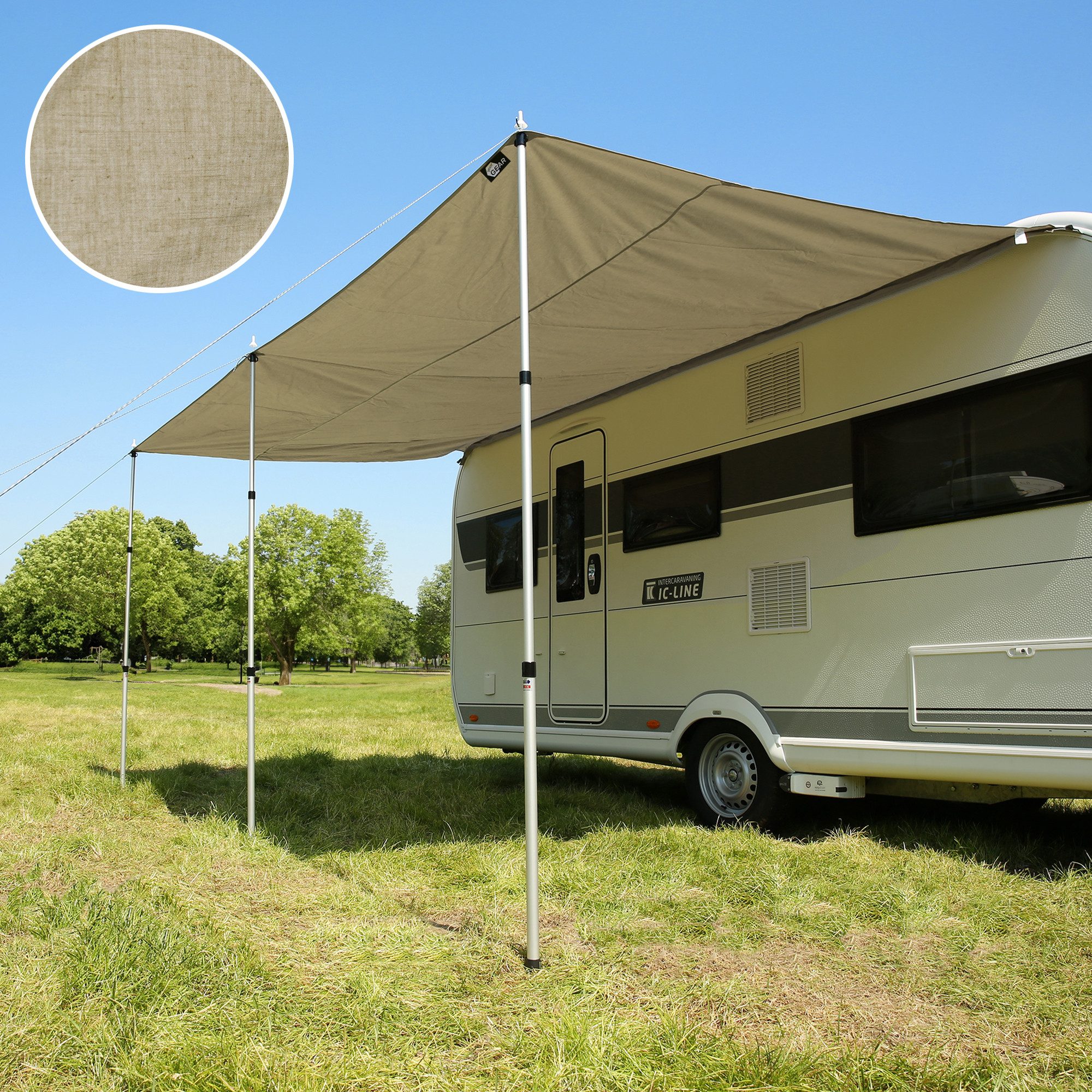 Sonnensegel your GEAR Caravan Tarp TC 450 x 240 - Wohnwagen Baumwoll-Sonnensegel