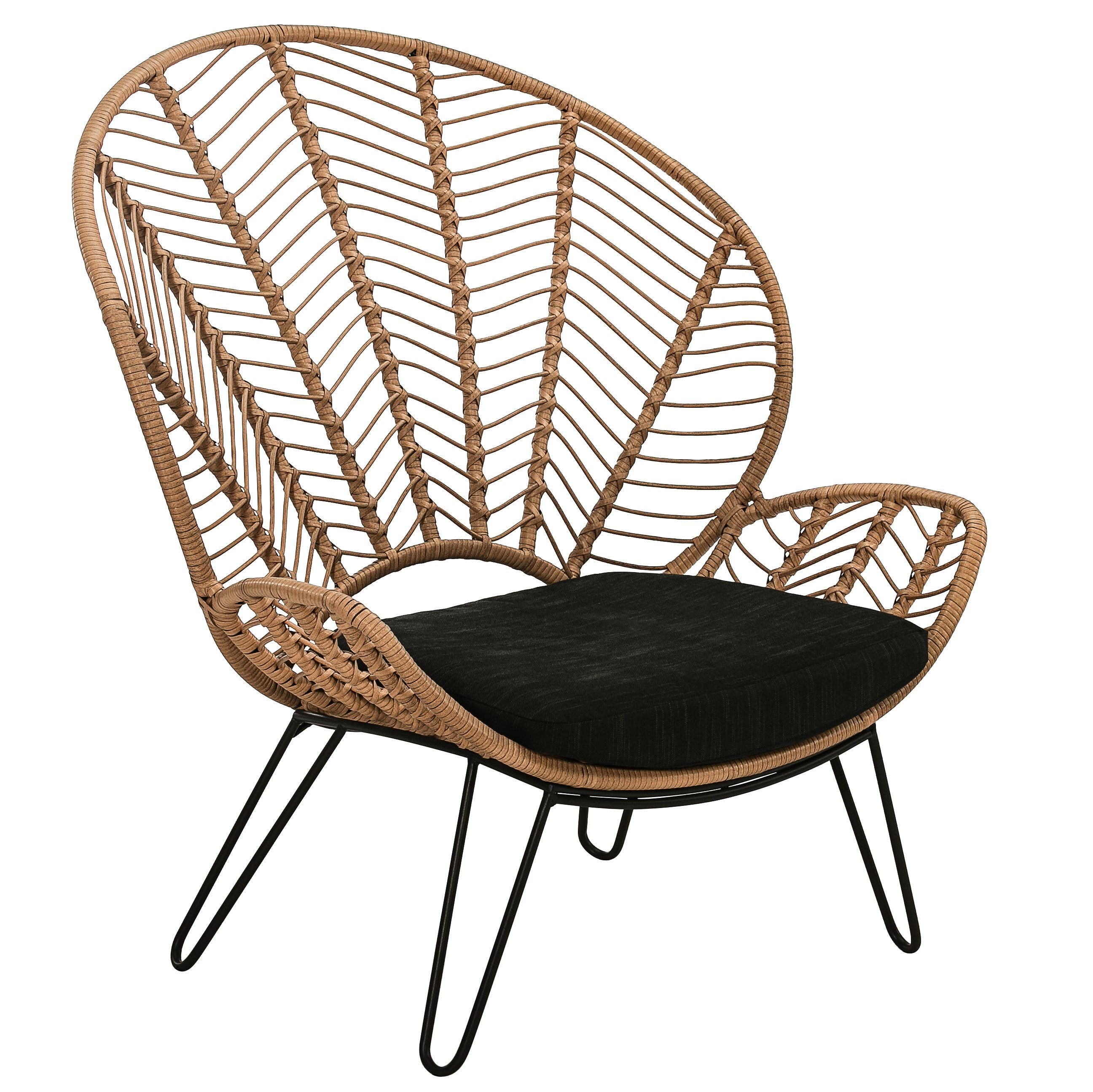 Dehner Gartenlounge-Set Korbsessel Venezia, 112 x 102 x 78 cm, Trendy Loungesessel in naturfarbener Geflechtoptik inkl. Stahlgestell