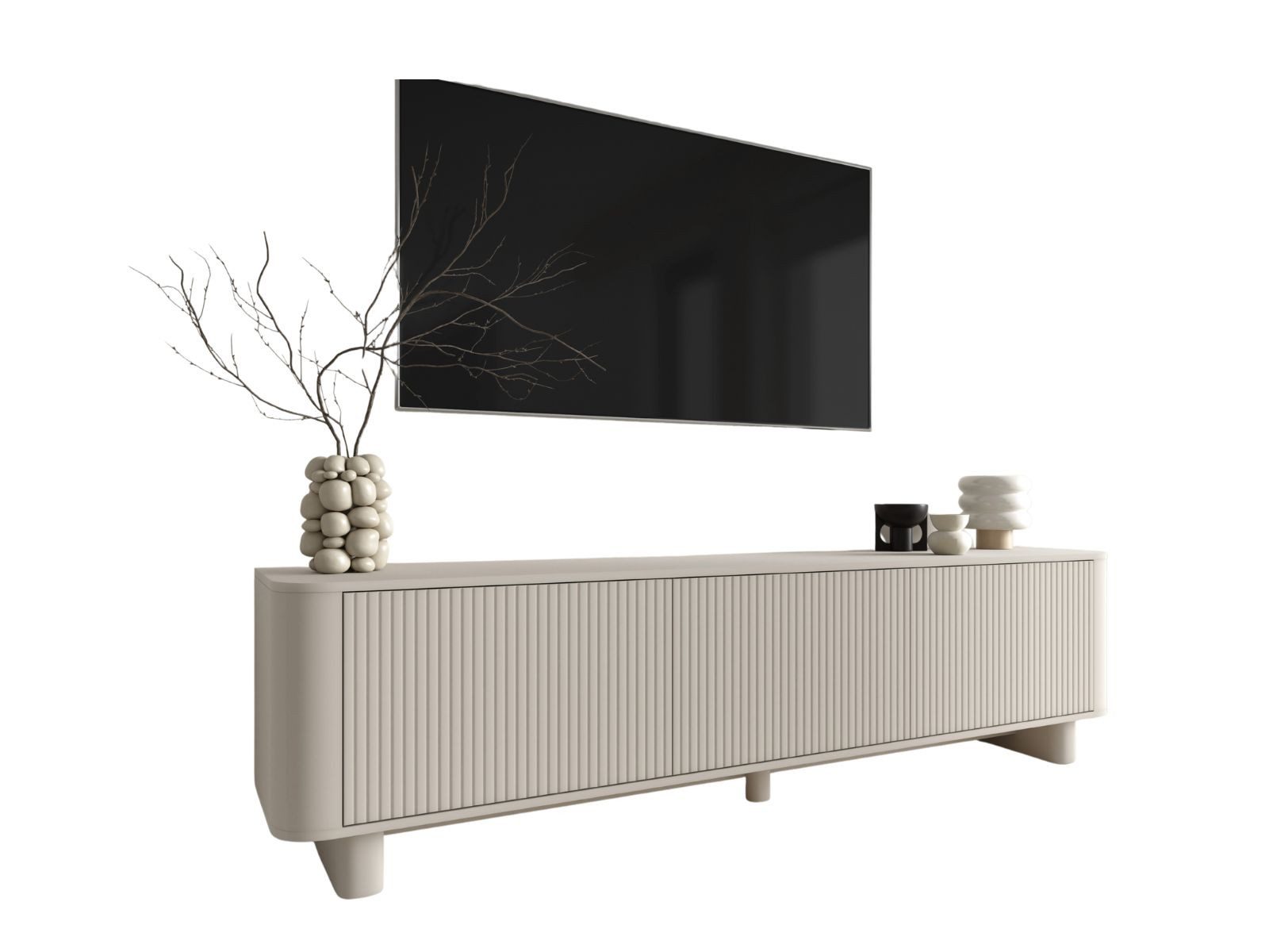 Compleo TV-Schrank 180 cm breit, Lowboard Nussbaum oder Kaschmir Japandi Design