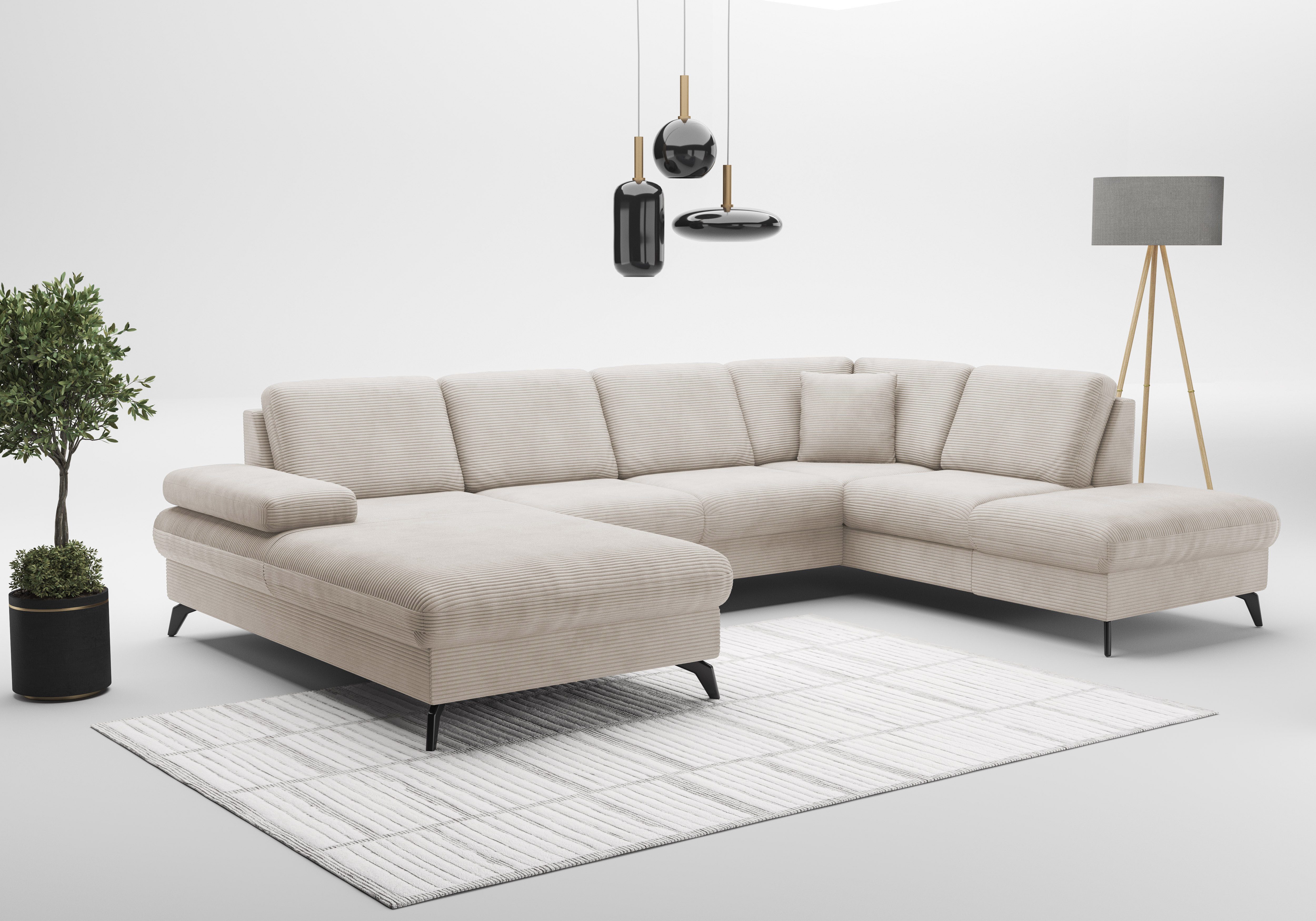 sit&more Wohnlandschaft Morris Jubi U-Form, B: 300 cm, mit Armteilfunktion & 1 Zierkissen, optional Bettfunktion