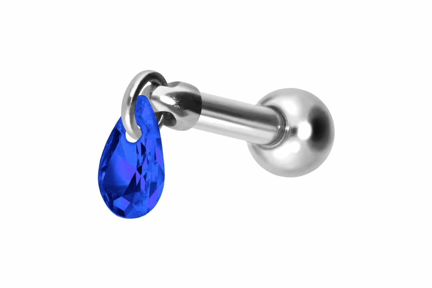 Piercing-Set Titan Ohrpiercing mit Innengewinde KRISTALLTROPFEN