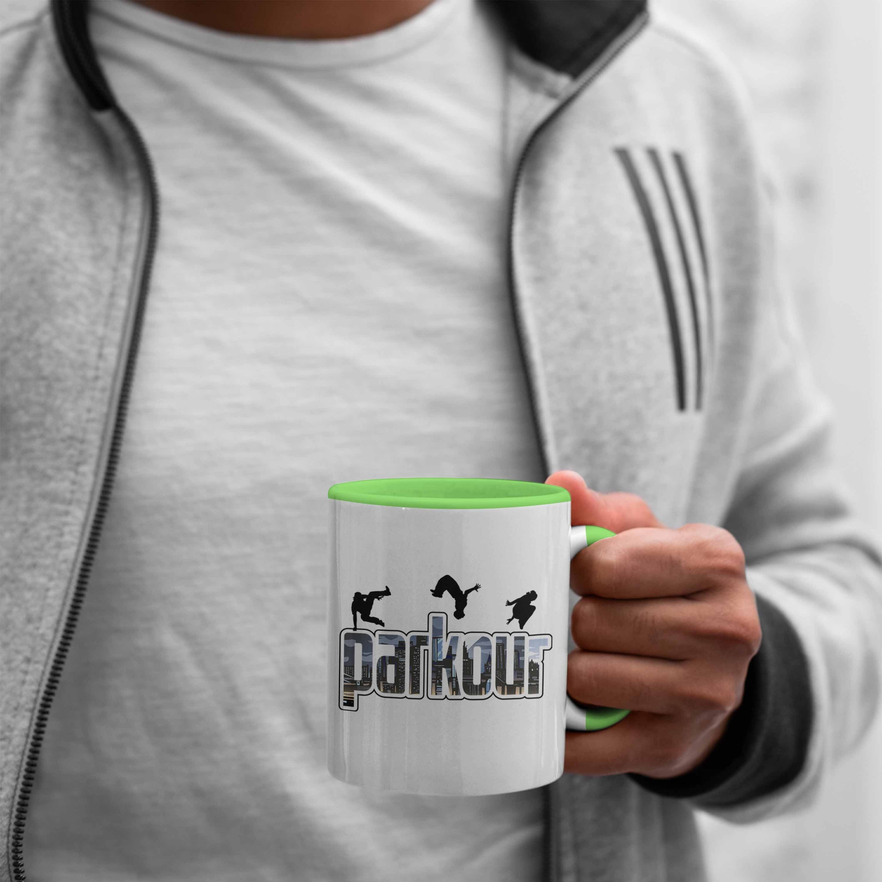 Sportler Freerunnin Trendation Geschenk Fans Tasse Sports Grün Parkour Urbanen für Tasse für