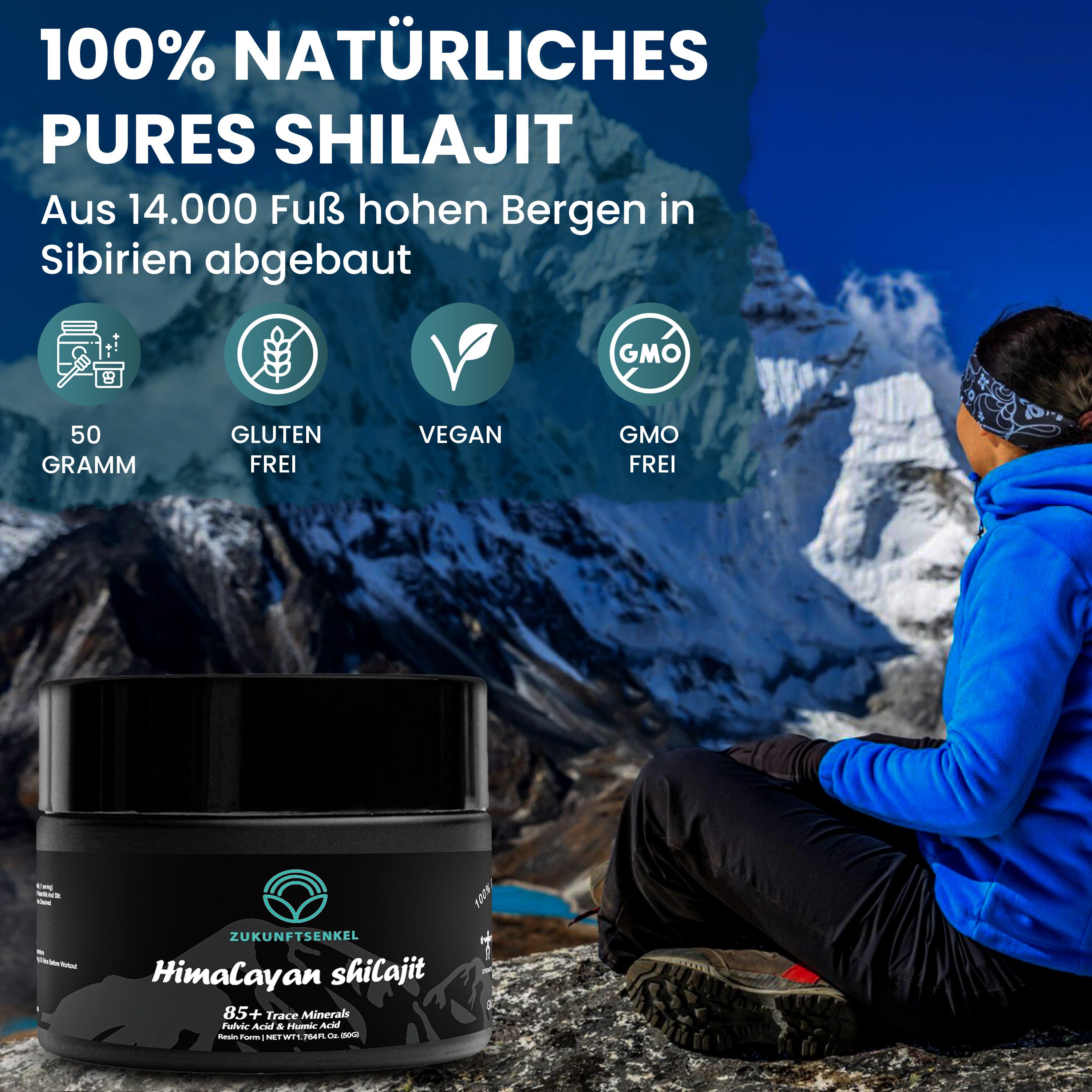 ZUKUNFTSENKEL Shilajit Himalaya 50g Harz, Mumijo Resin à 1,00 St., 30 g, Vegan, 85+ Minerale