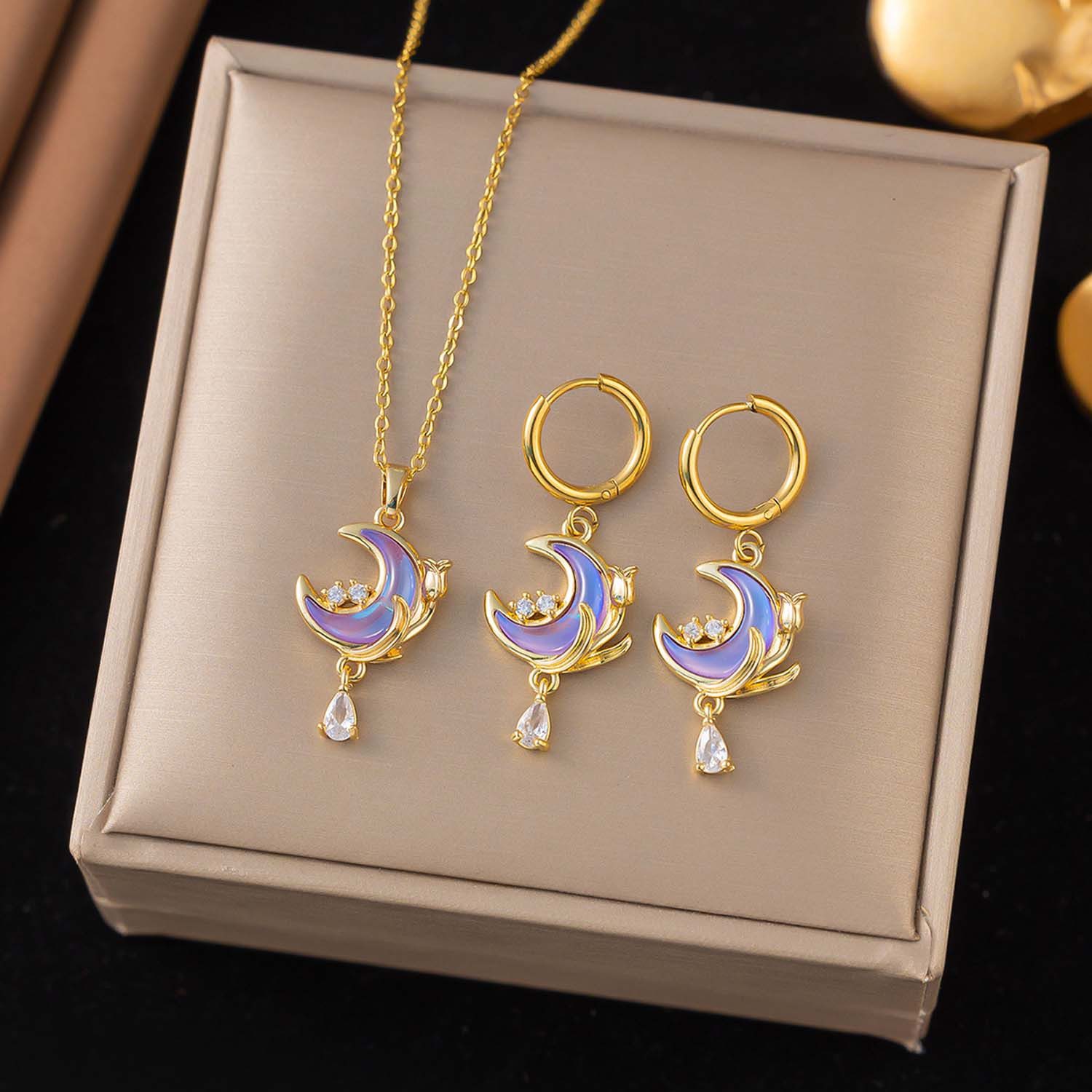 trends for living Schmuckset Mondförmiges Zirkon und Diamant-Halsketten und günstig online kaufen