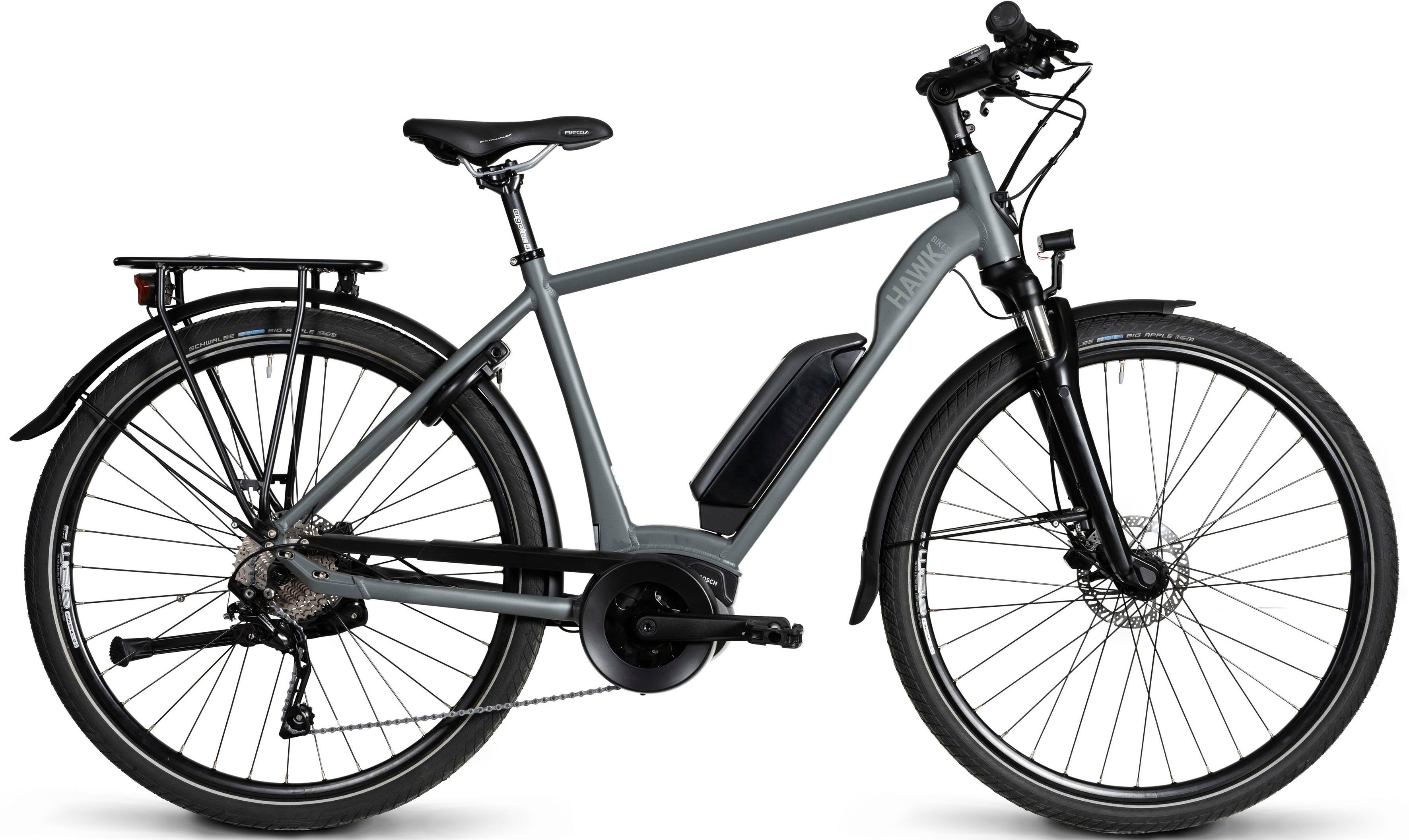 HAWK Bikes E-Bike Trekkingrad E-Trekking 500 Gent, 10 Gang Shimano Deore Schaltwerk, Kettenschaltung, Mittelmotor, 500 Wh, Pedelec, Elektrofahrrad für Damen u. Herren