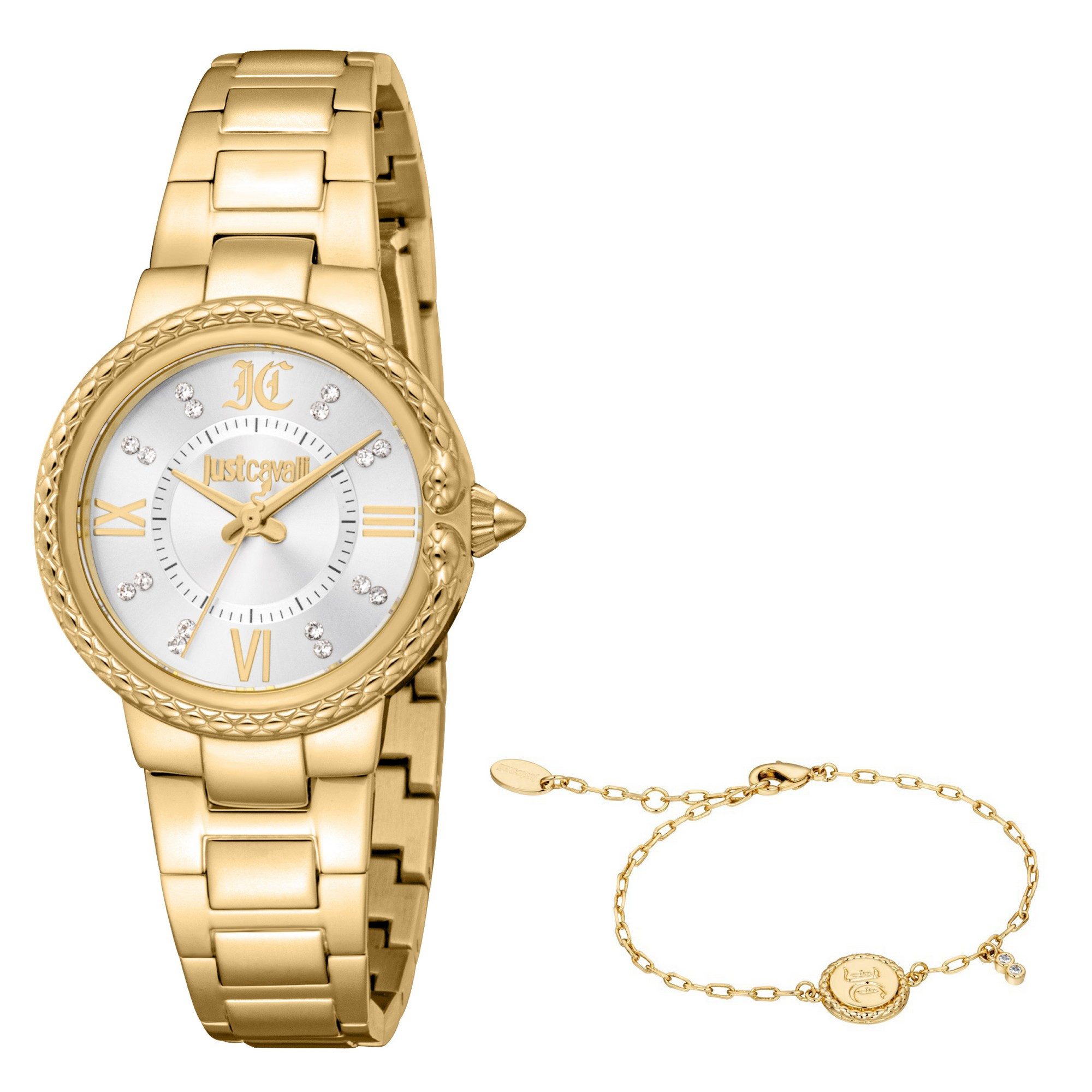 Just Cavalli Time Quarzuhr Primavera JC1L378M0045, (Set, 2-tlg., mit Armband), Armbanduhr, Damenuhr, Edelstahlarmband, Ideal auch als Geschenk