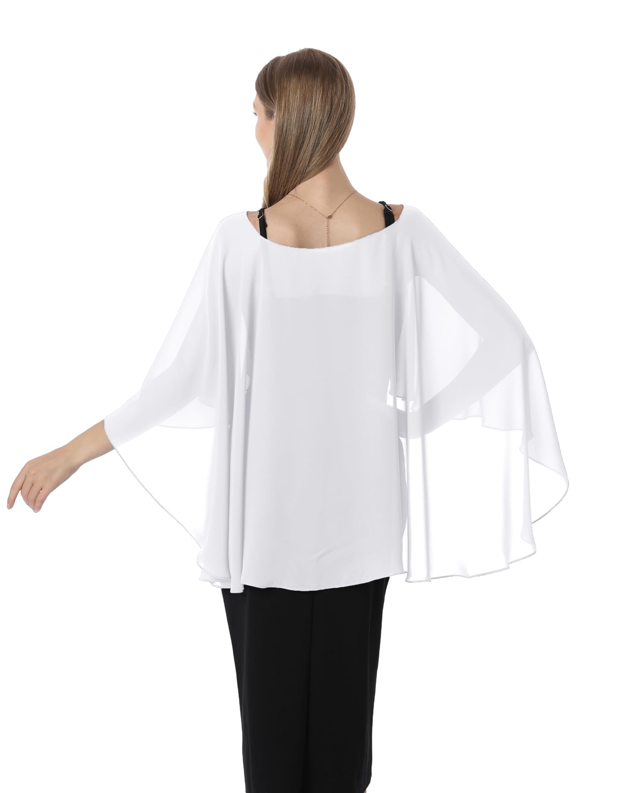 nsihing Bolero Damen Chiffon Cape Schals für Hochzeitskleider Elegantes Bankett Capelets für Hochzeit Braut Abendkleid Brautkleid Sommer – Bild 5 von 5