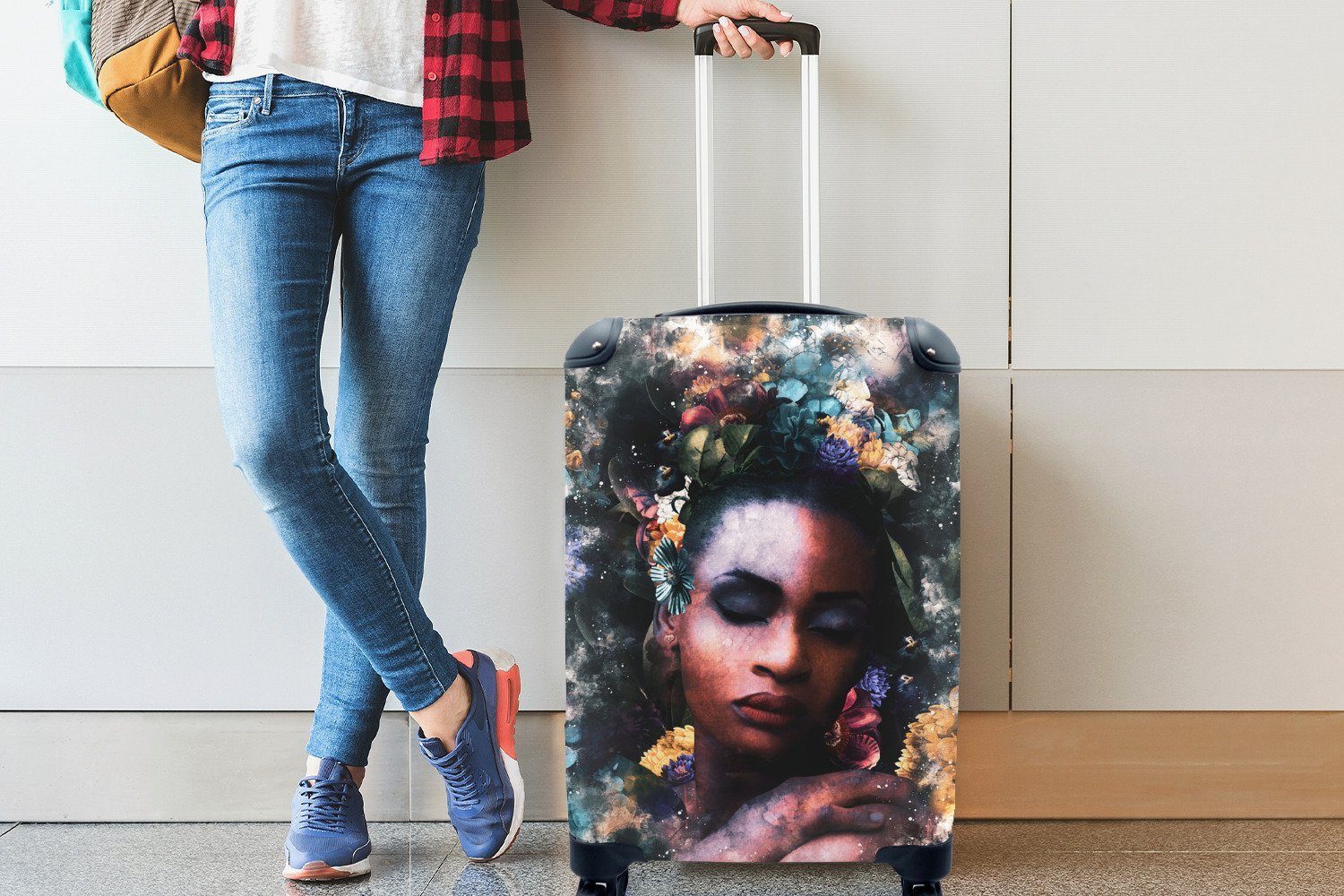 Reisetasche Ferien, Handgepäck für 4 Frau - mit Reisekoffer Trolley, rollen, MuchoWow Rollen, Farbe - Handgepäckkoffer Abstrakt,