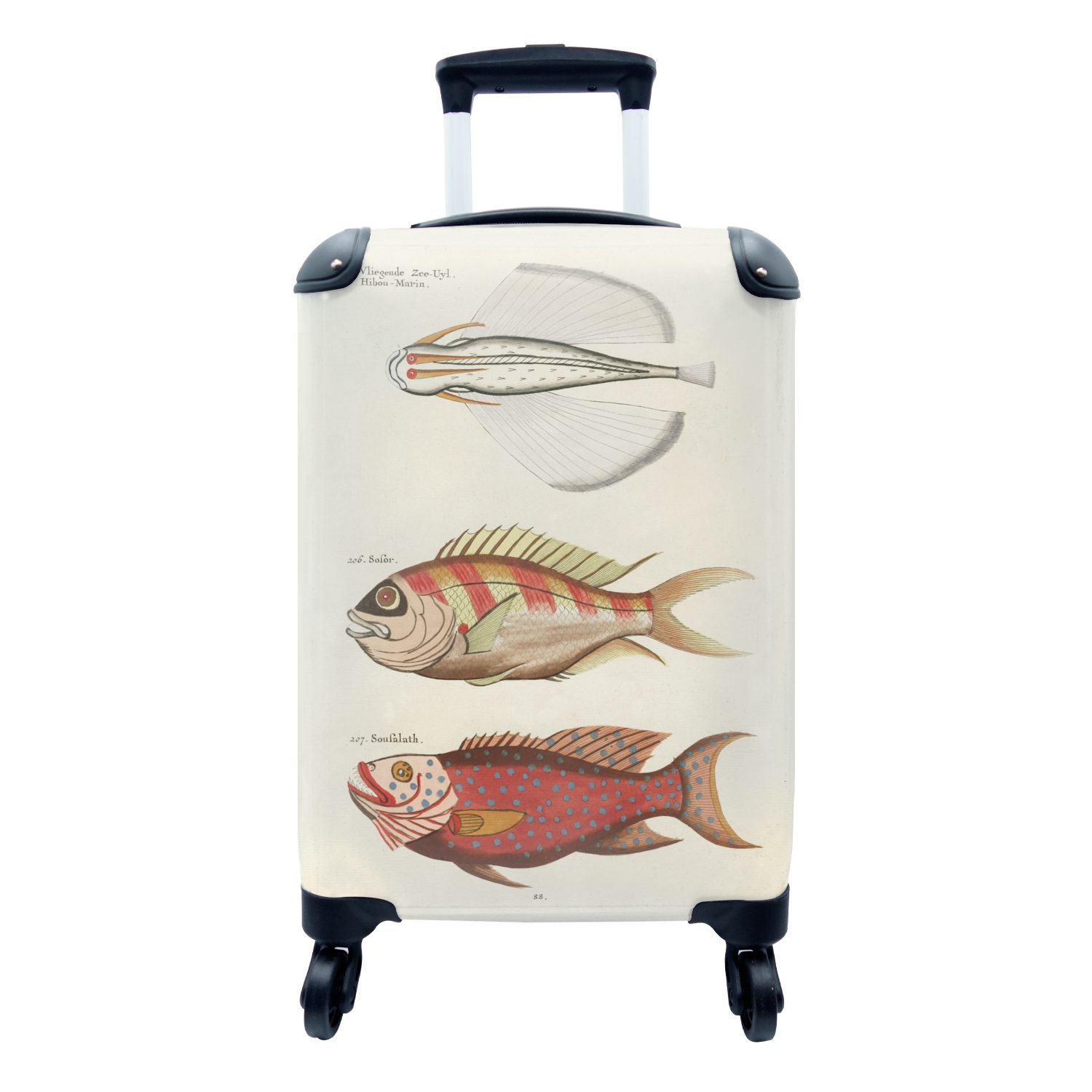 MuchoWow Handgepäckkoffer Fisch - Jahrgang - Meer, 4 Rollen, Reisetasche mit rollen, Handgepäck für Ferien, Trolley, Reisekoffer