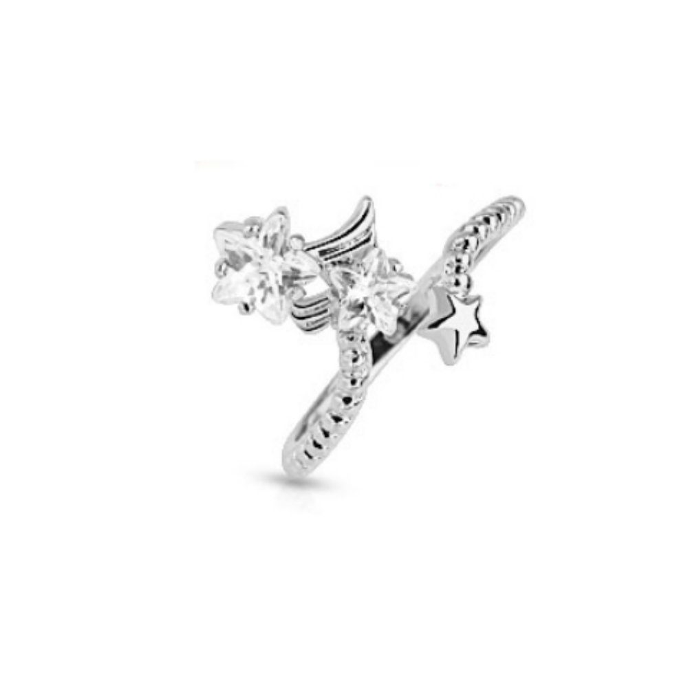 BUNGSA Zehenring Zehenring Stern mit Zirkonia Silber aus Messing Unisex, Zehring Toering