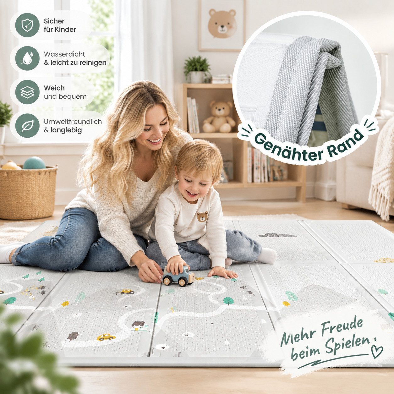 MC Star Laufgitter mit Matte 150x150 cm, Laufstall Baby mit Matratze (Sicher und Geräumig für die Wohnung, Rutschfeste Basis, Atmungsaktives Netzdesign (150X150 – Bild 4 von 5