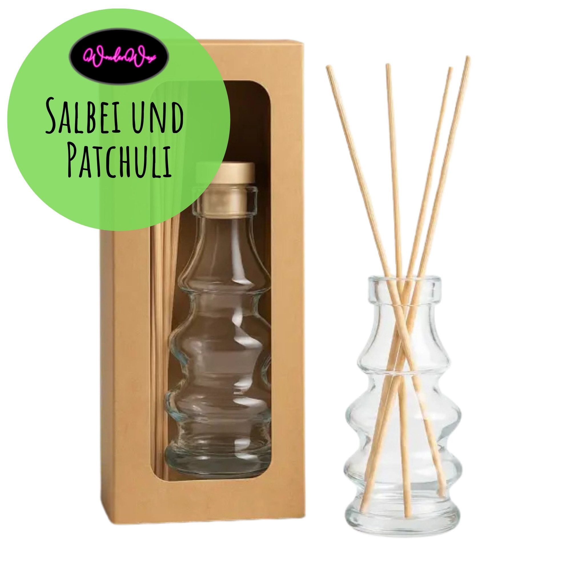 WonderWax Raumduft WonderWax® Tannenbaum Set 120 ml + 5 Stäbchen Duft, (Salbei und Patchuli), Duftrichtung: Salbei und Patchuli