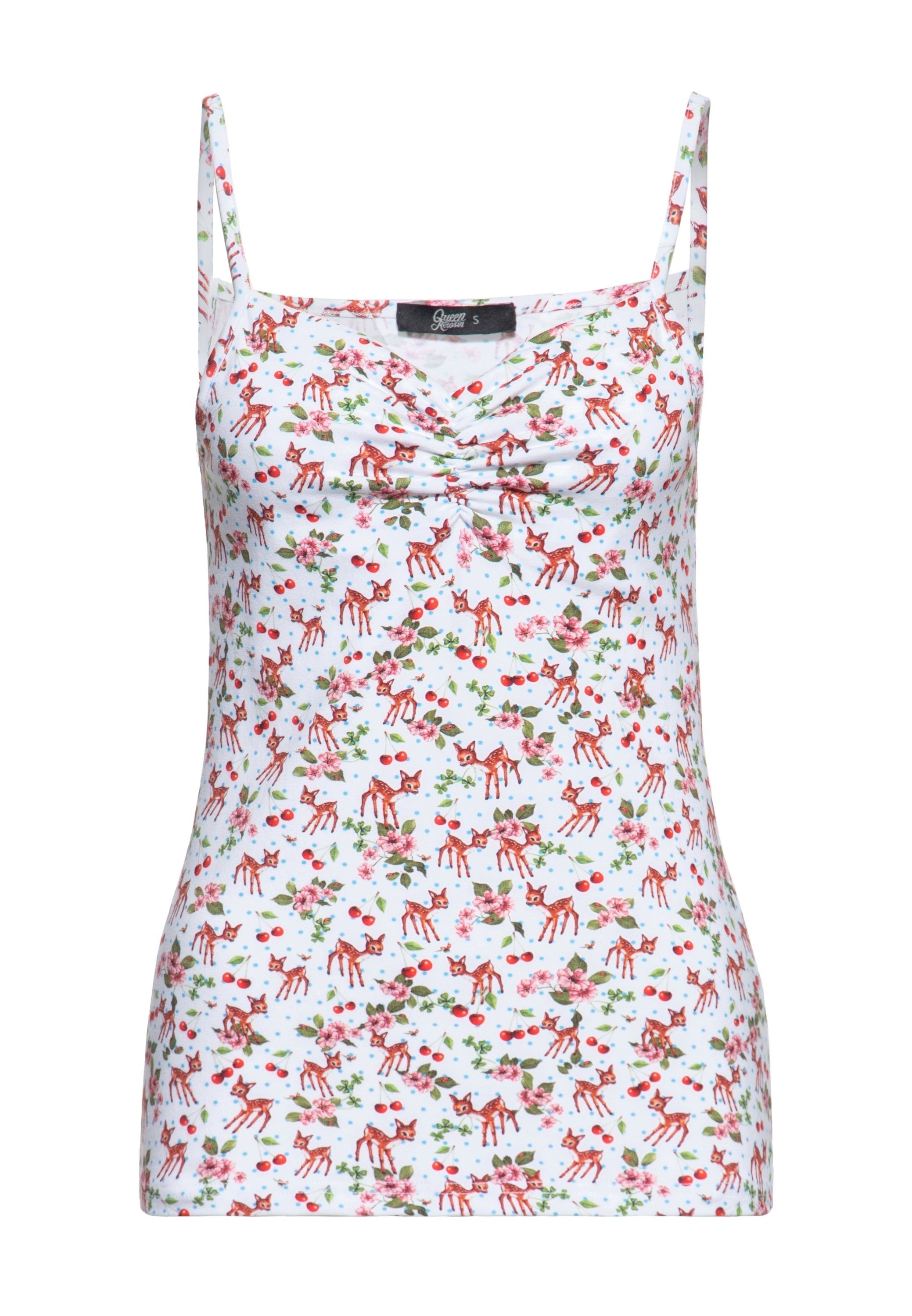 QueenKerosin Blusentop Deer mit All-over-Print im günstig online kaufen