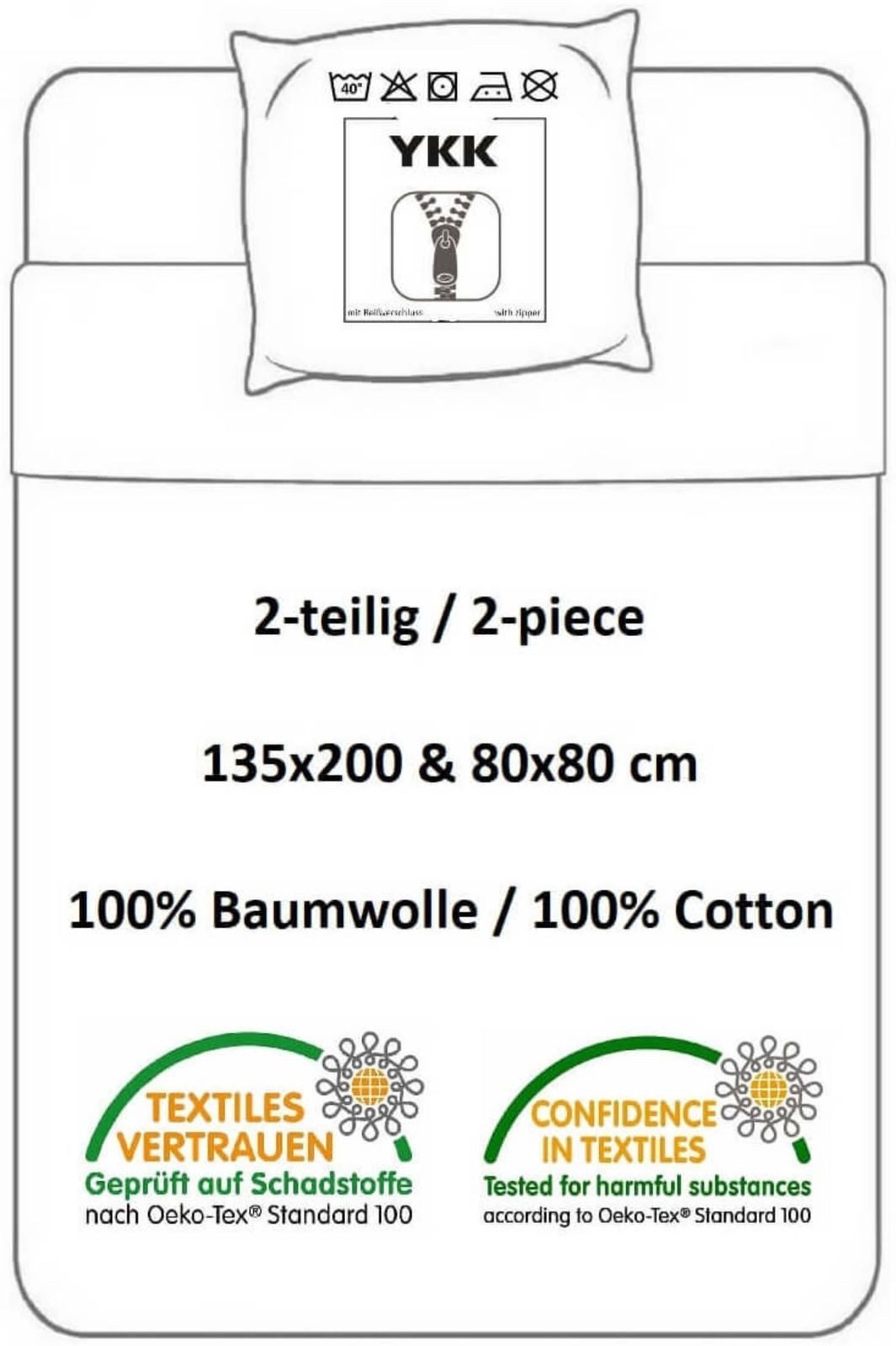 Jerry Fabrics Bettwäsche Hase Häschen - Bettwäsche-Set mit Kaninchen-Motiv, 135x200 & 80x80, Baumwolle, 100% Baumwolle
