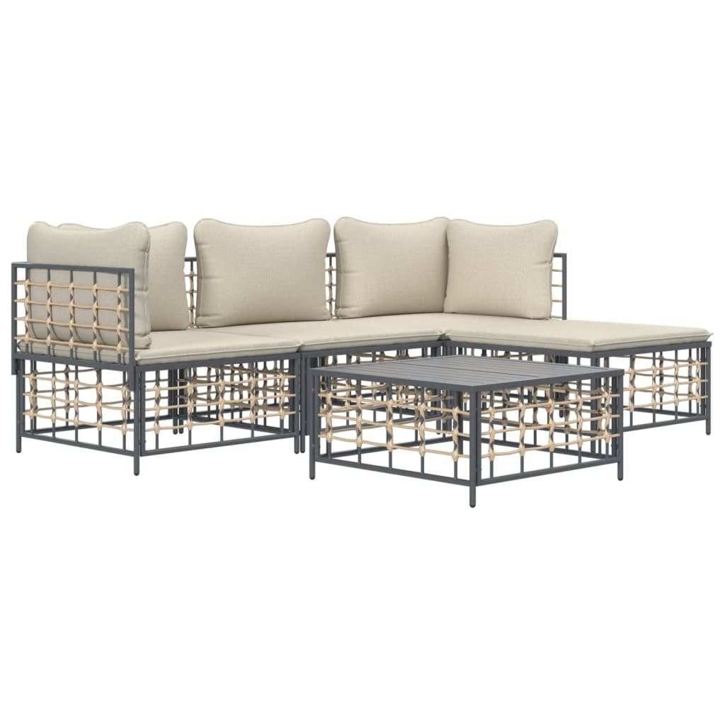 Vidaxl 4-tlg. Garten-lounge-set Mit Kissen Anthrazit Poly Rattan günstig online kaufen