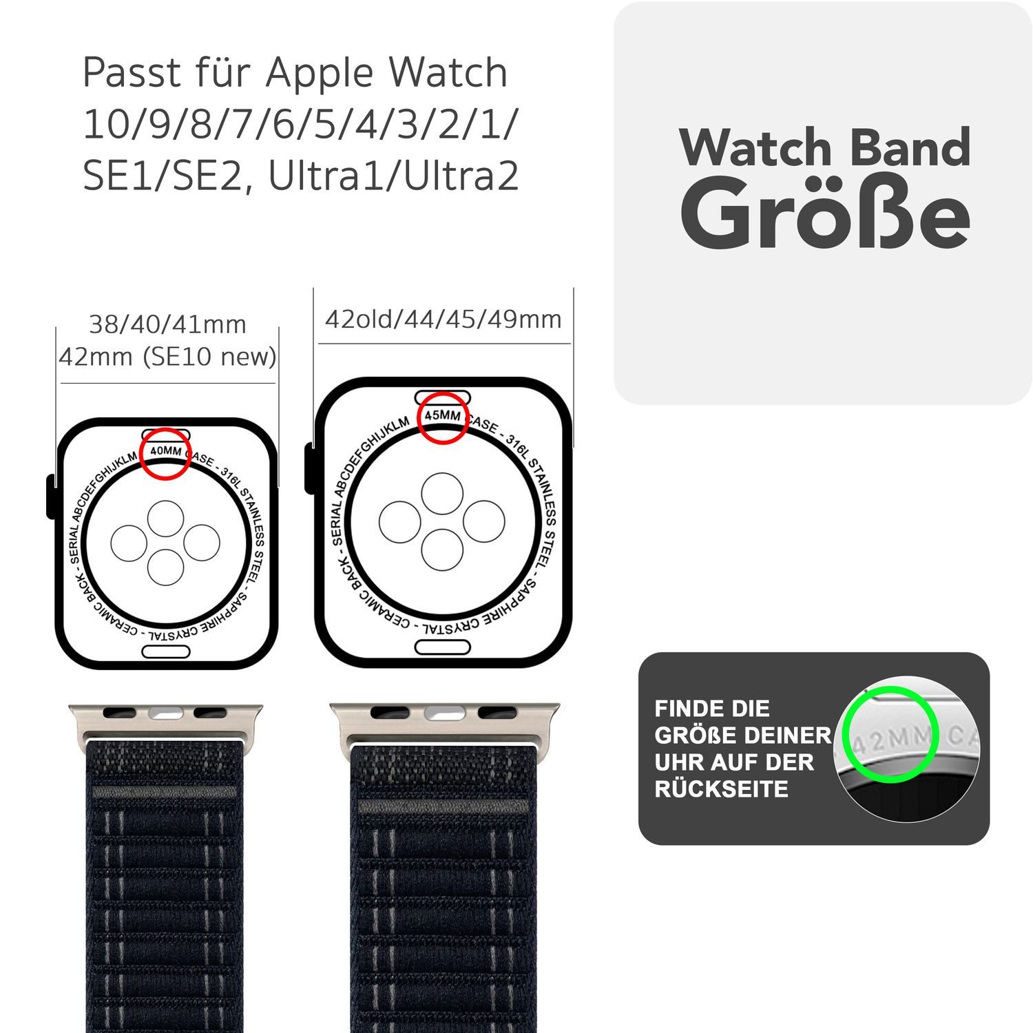 Nalia Smartwatch-Armband Apple Watch 49mm/46/45/44/42(Serie 1-3), Gewebtes günstig online kaufen