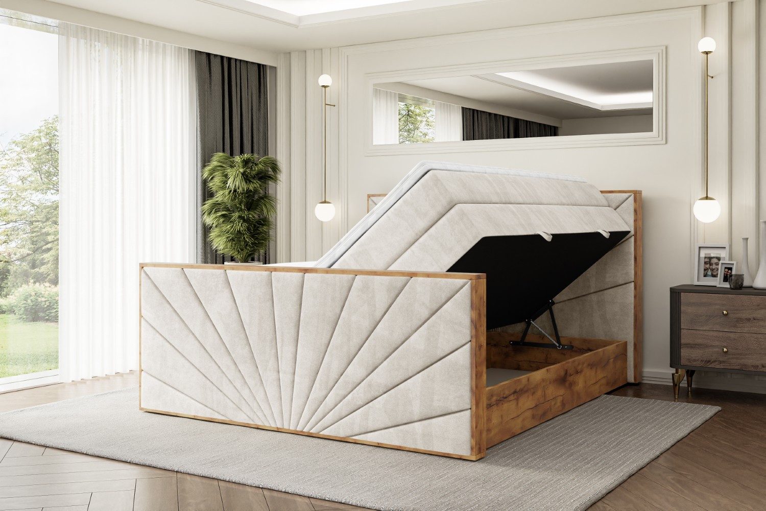 ALTDECOR Boxspringbett LOLLI6-Z KING (Multipocket-Matratze H4, H3 Matratze Bonellfederung, Topper, Kopfteil), Doppelbett mit Fußteil