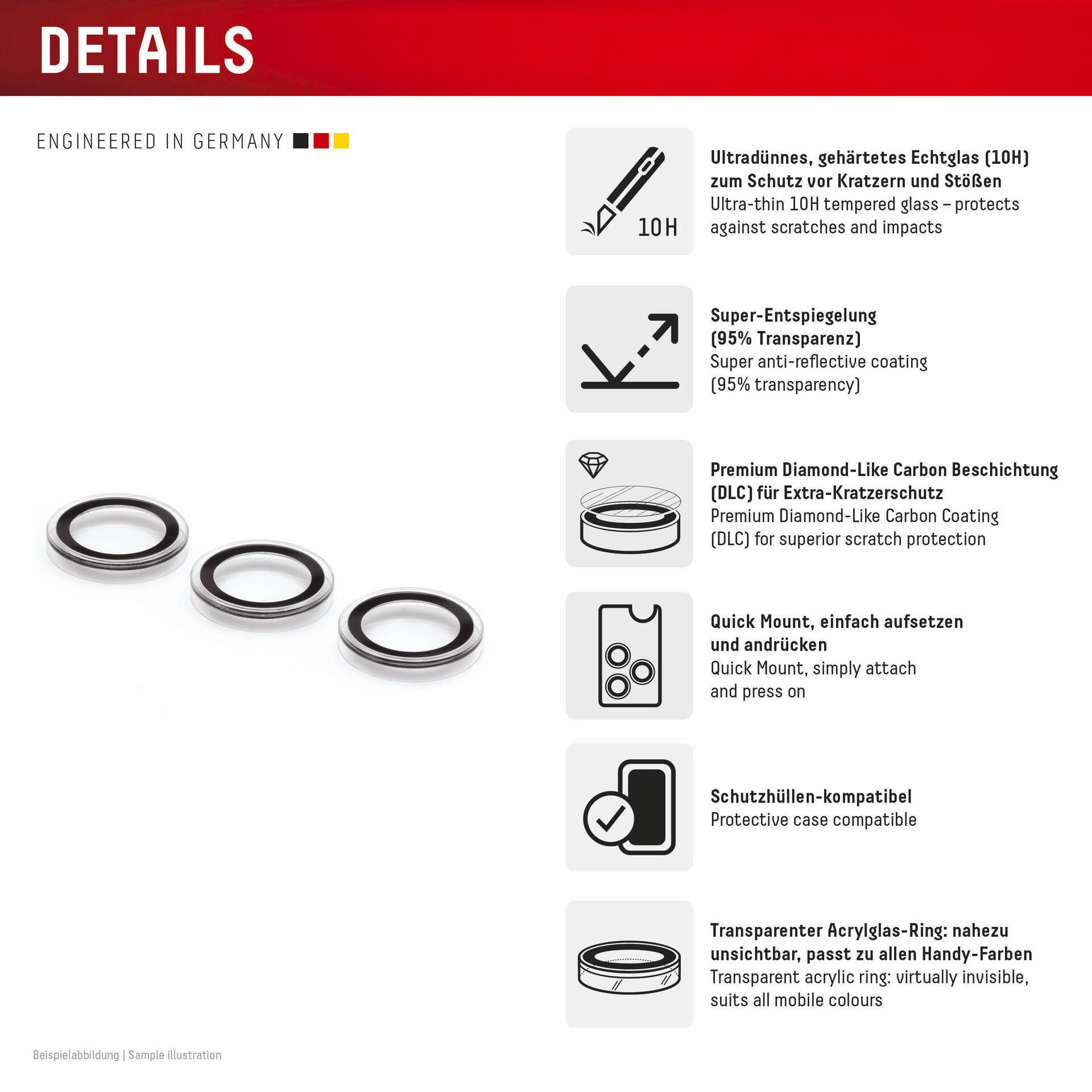 Displex Kameraschutzglas Camera Lens Glass Single Glass Ring Protector für Samsung Galaxy S26, Samsung Galaxy S26+, Kameraschutzfolie, Schutzfolie, Lens Protect – Bild 2 von 5