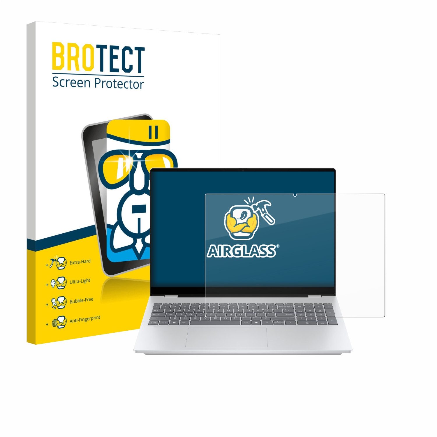 BROTECT Displayschutzglas Folie für HP OmniBook 7 AI 16-ay0775ng, Schutzfolie Glas Panzer Display Schutz klar