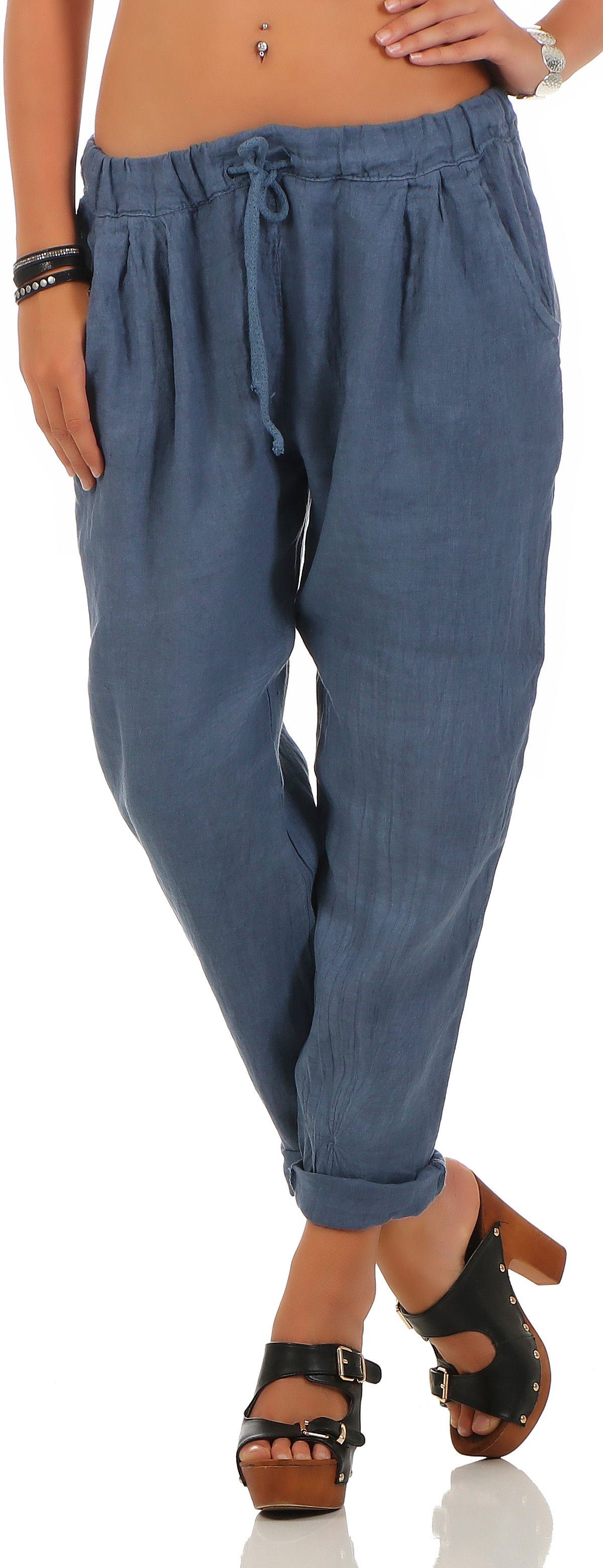 more jeansblau than Casual 6816 fashion Leinenhose malito Leinenhose