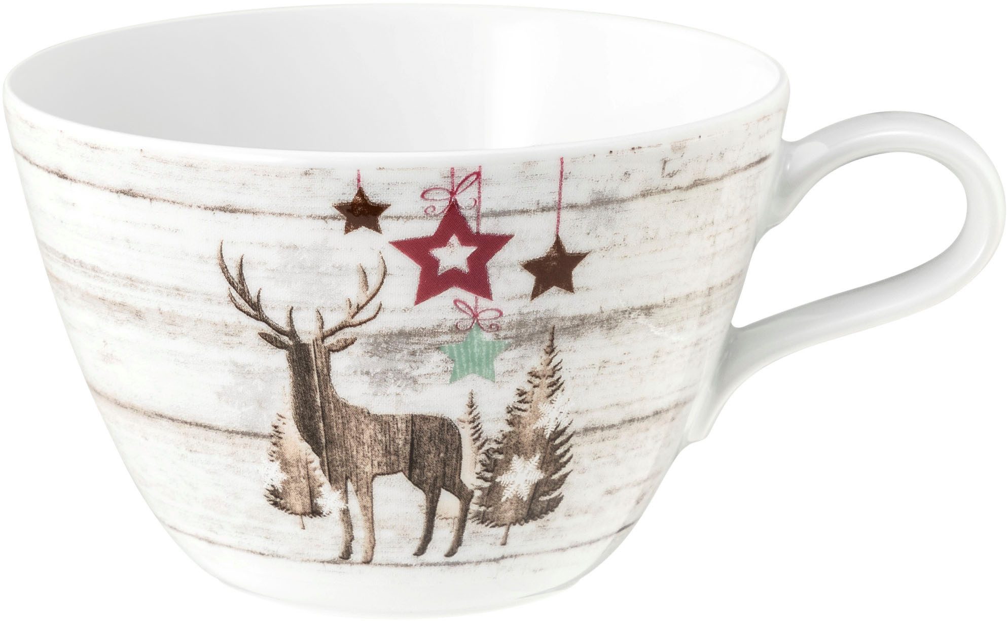 Seltmann Weiden Cappuccinotasse Life Christmas, Milchkaffeeobertasse, 0,37 l, 1-tlg., Porzellan, mit weihnachtlichem Dekor