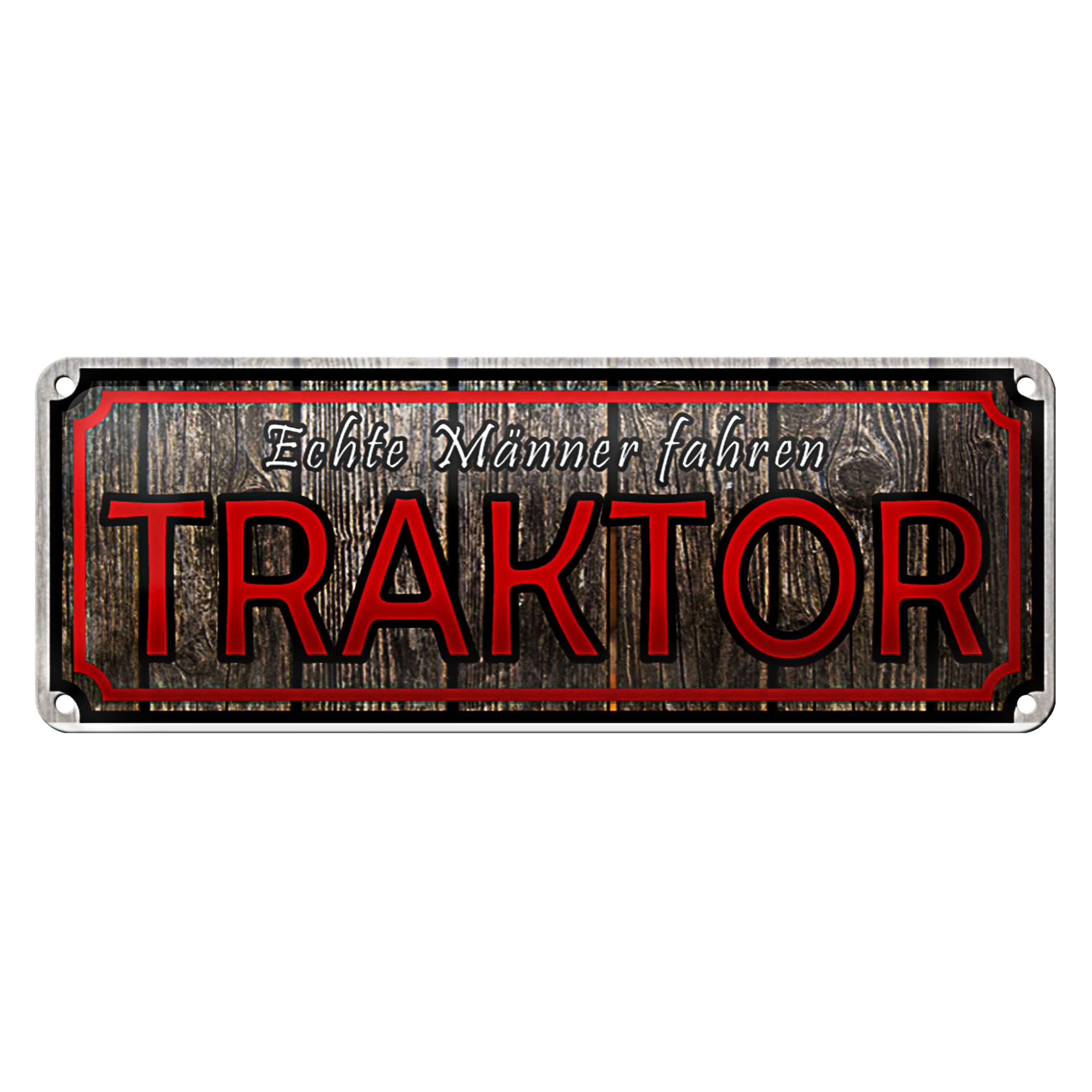 Roomando Metallschild Blechschild Spruch 27x10cm echte Männer fahren Traktor