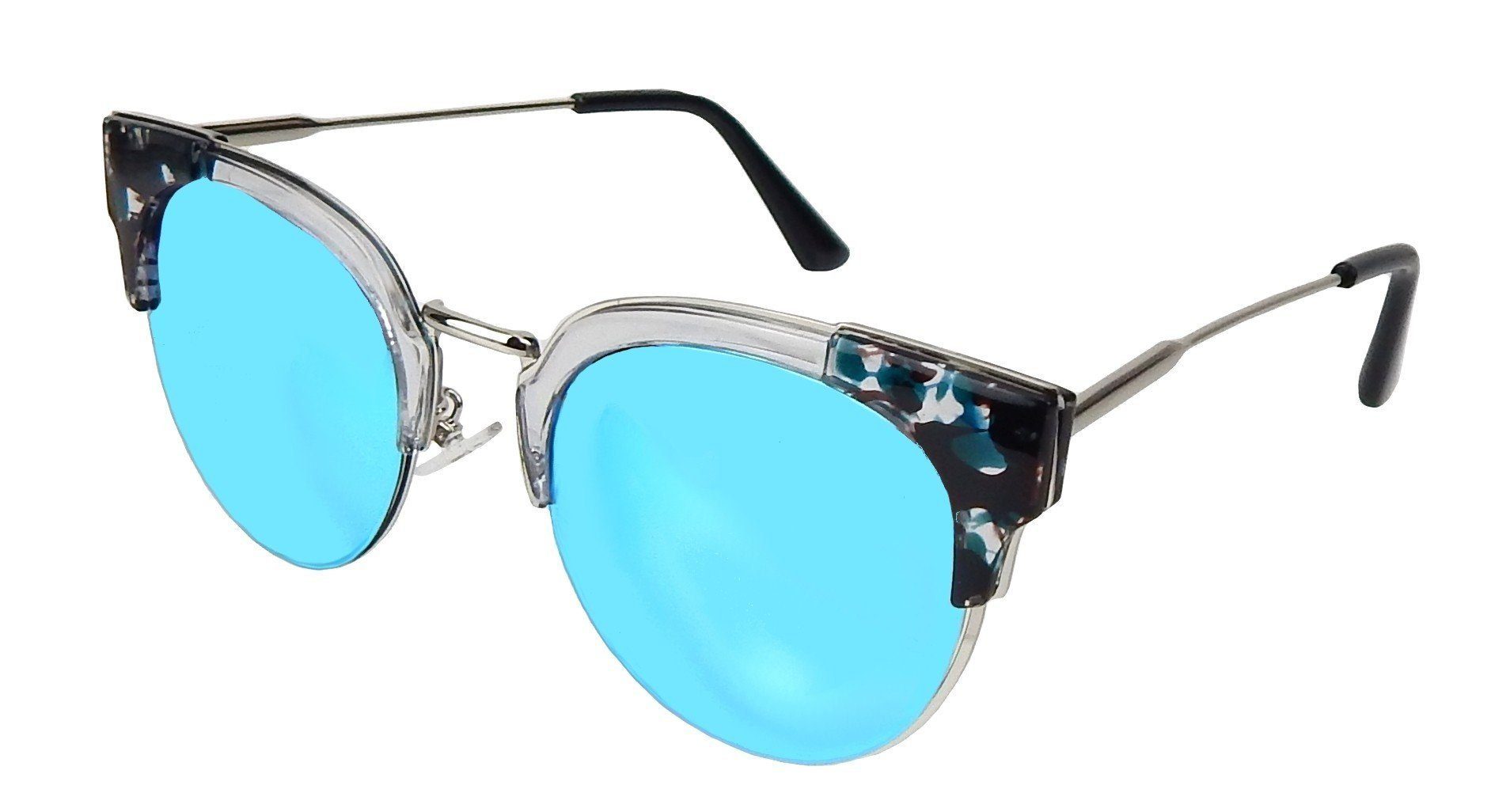 Ella Jonte Sonnenbrille stylishe Brille transparent silber blau verspiegelt UV 400