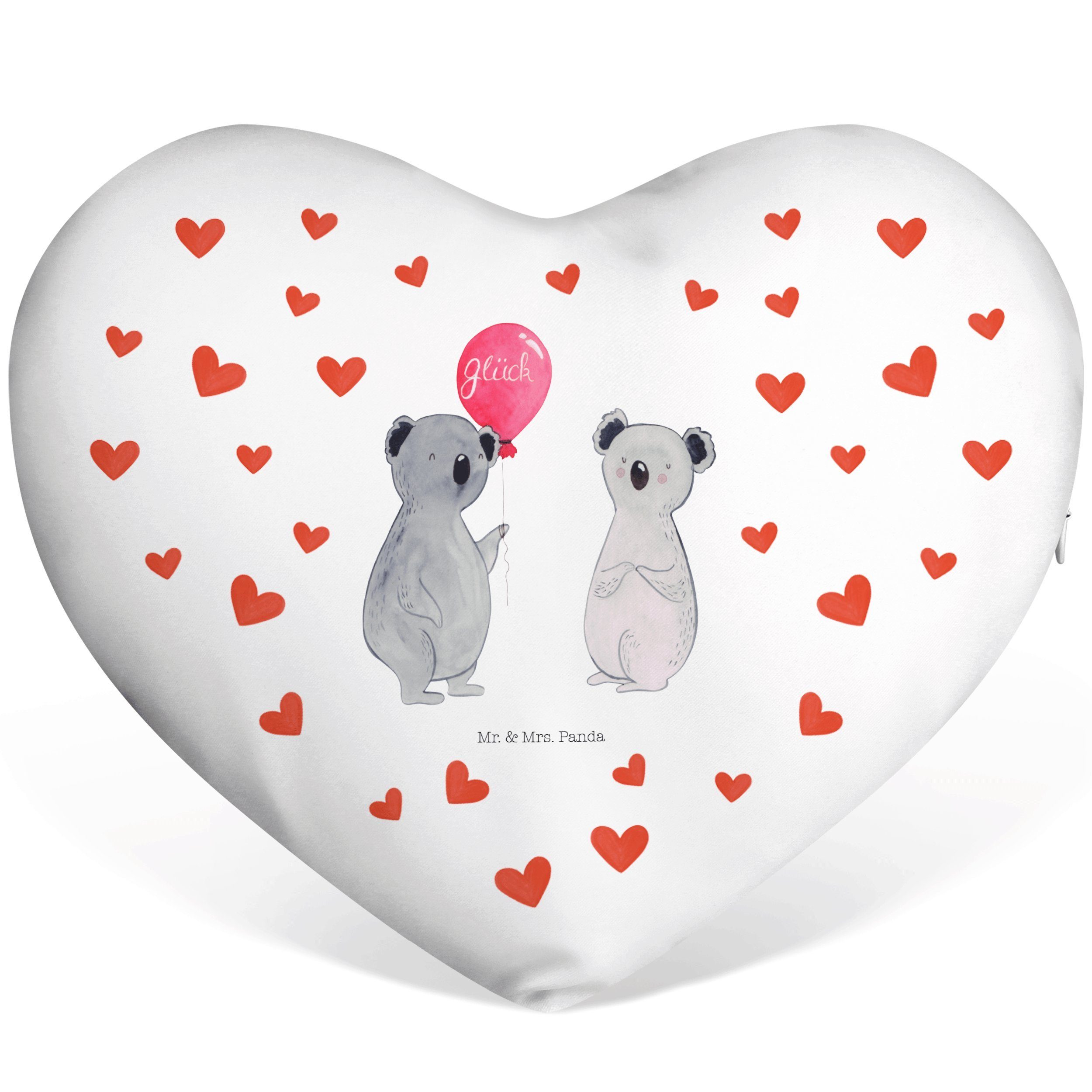 Mr. & Mrs. Panda Dekokissen Koala Luftballon - Weiß - Geschenk, Herzform, Herz, Herzkissen, Gebur