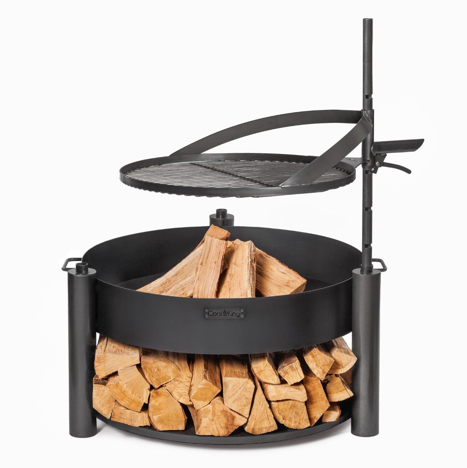 bene on fire Feuerschale Жаровни-Set Washington X Ø 80 cm mit Grillrost Ø 60 cm, (Feuerschalen-Set, 3-St), Holzablage, stabile Standfüße und Tragegriffe, Grillrost