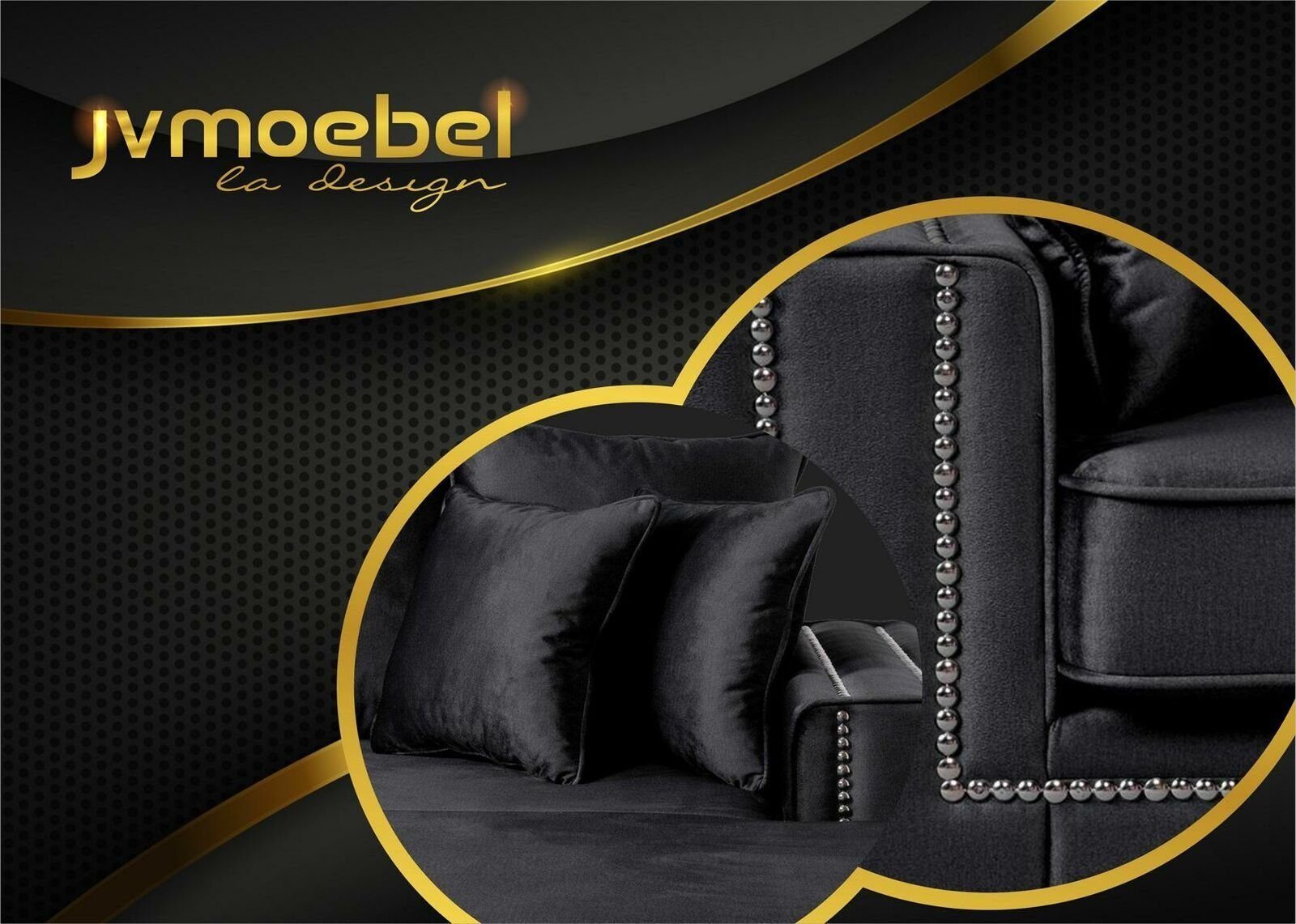 Textil Ecksofa Ecksofa, Design Polster Luxus Schwarz JVmoebel Couch L-form Wohnlandschaft