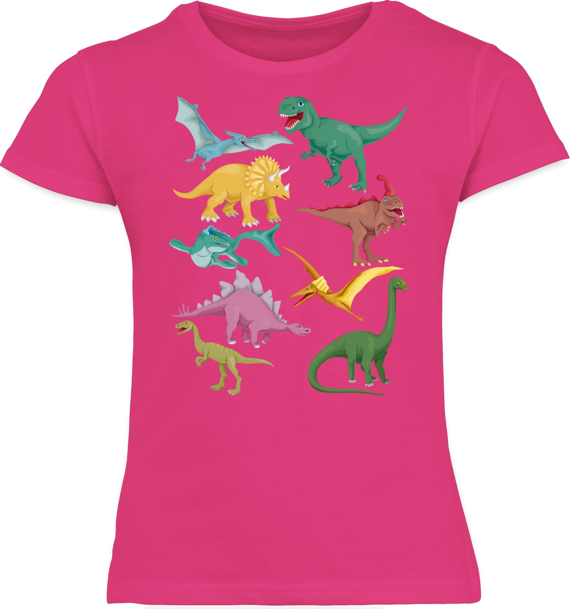 Tiermotiv Shirtracer 1 Animal Print T-Shirt Dinos Fuchsia