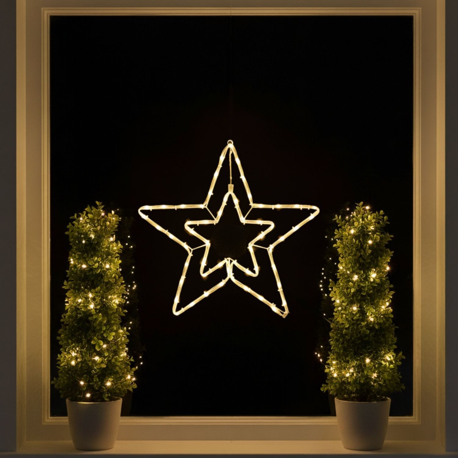 Kamelio LED Fensterbild LED Fensterdeko Weihnachten mit Timer und Batterie Fensterbild, LED, warmweiß
