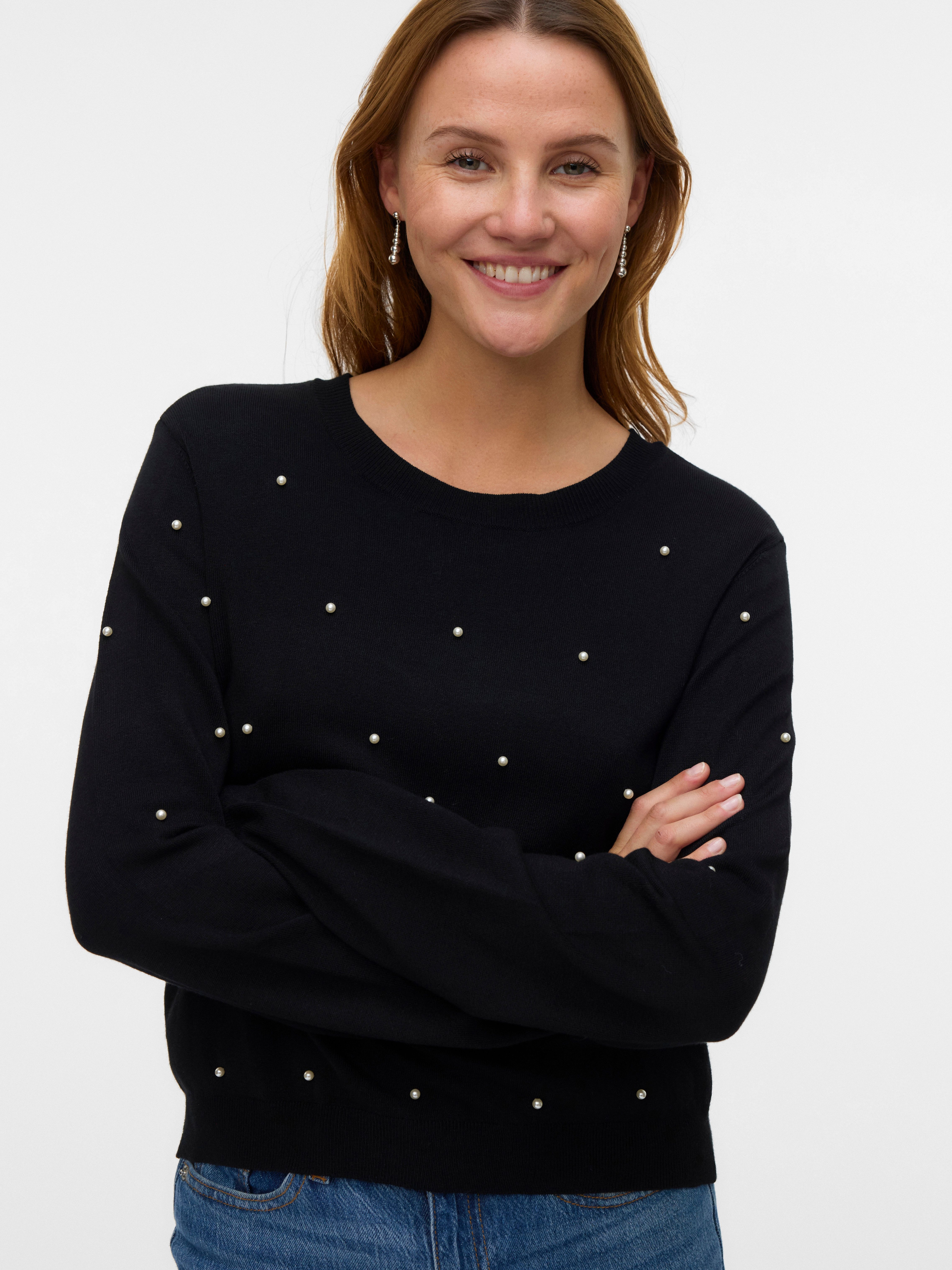 Vero Moda Rundhalspullover VMGLORY PEARL LS günstig online kaufen