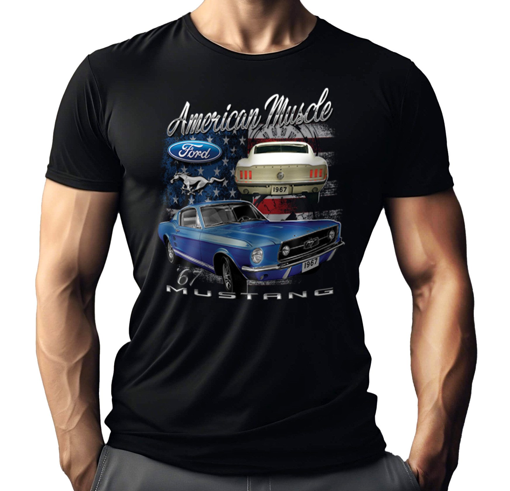 GASOLINE BANDIT® T-Shirt für US-Car Ford Mustang Fahrer und Fans - Original FORD Lizenz Lizenziert