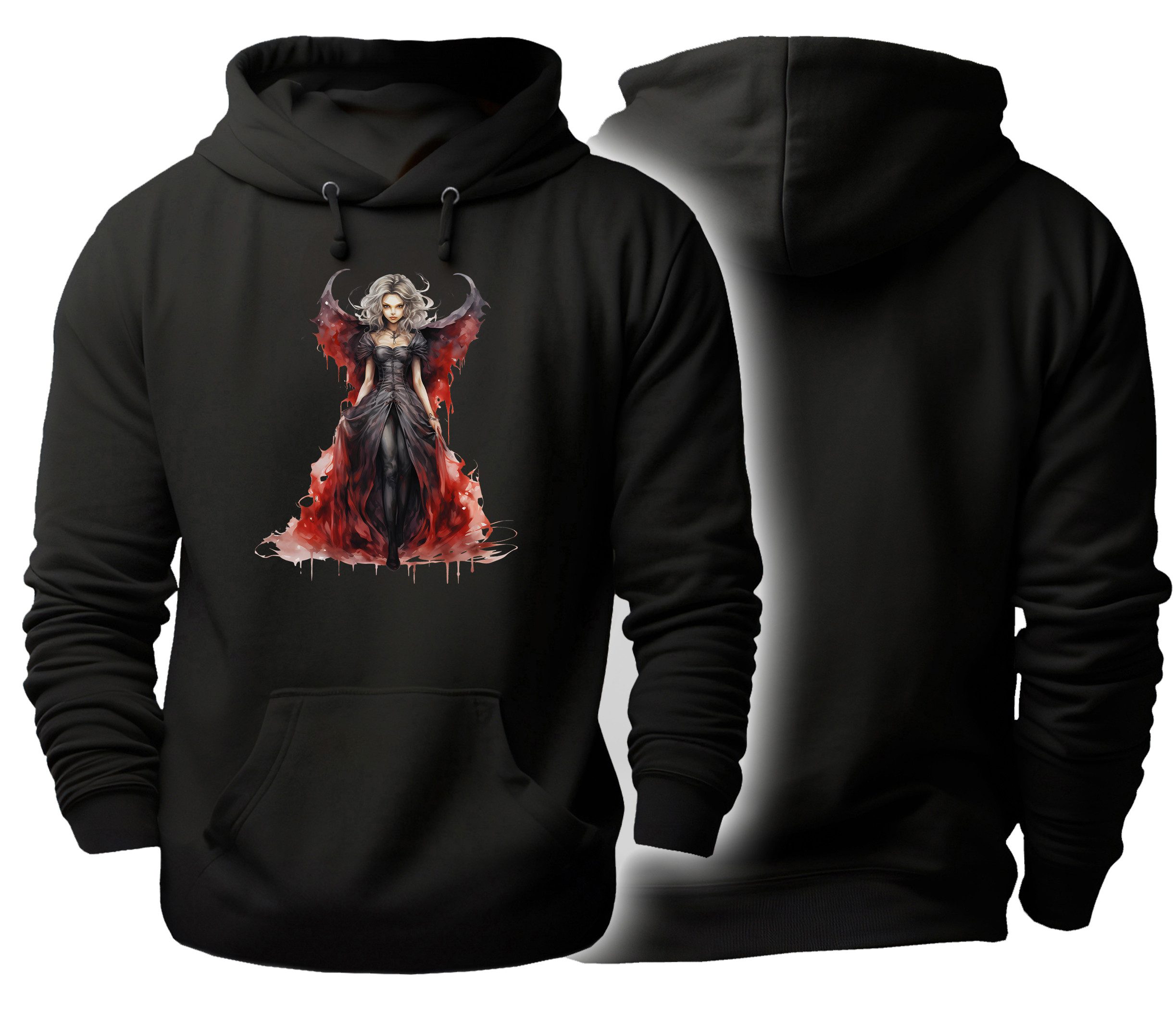 MyDesign24 Hoodie Halloween Kapuzen Pulli - geheimnisvolle Frau Herren und Damen Kapuzensweater - Halloween Hoodie i417